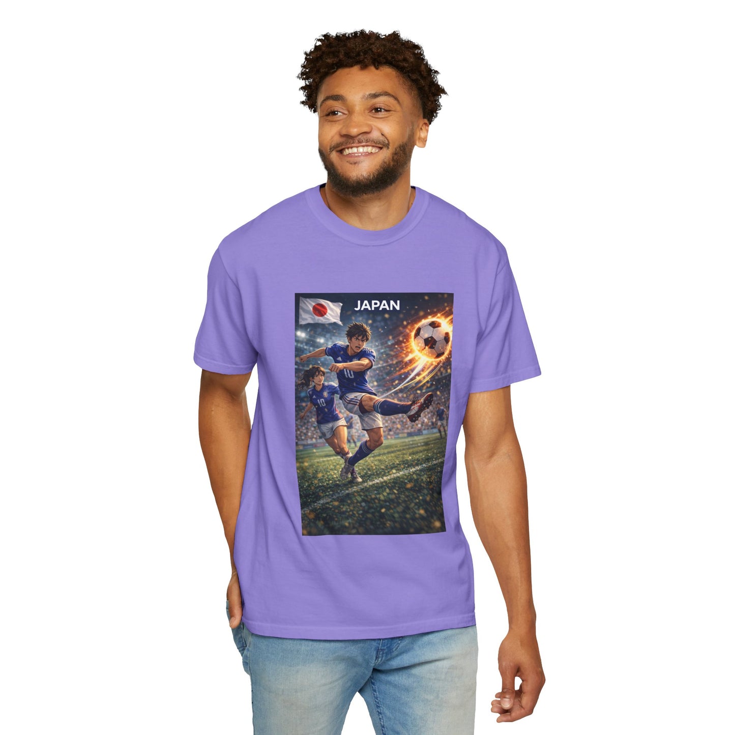 Japan Soccer Team Graphic T‑Shirt — Dynamic Football Players Design