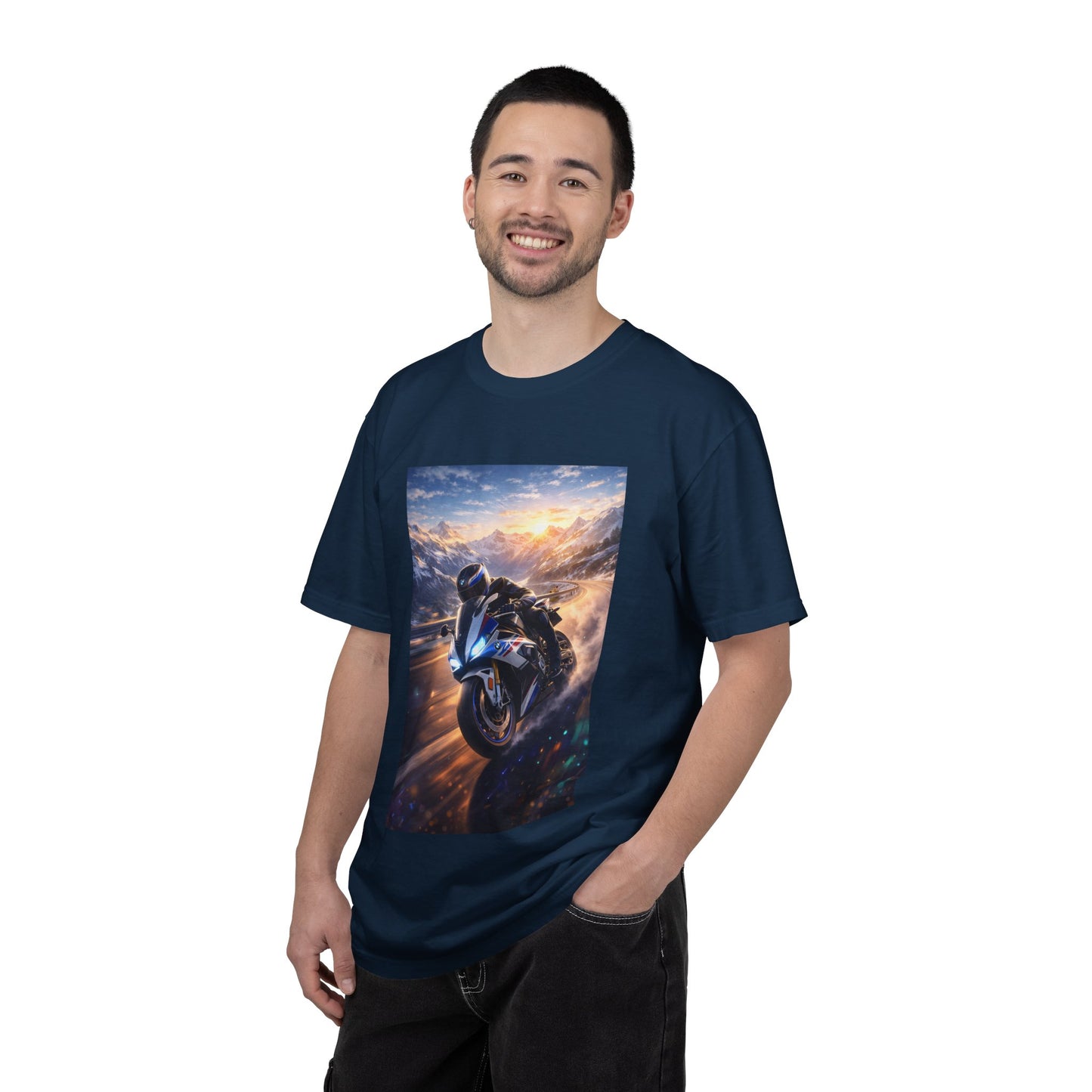 BMW S1000RR ALPINE GHOST RIDE - T‑Shirt — Sportbike Skyline Graphic Tee