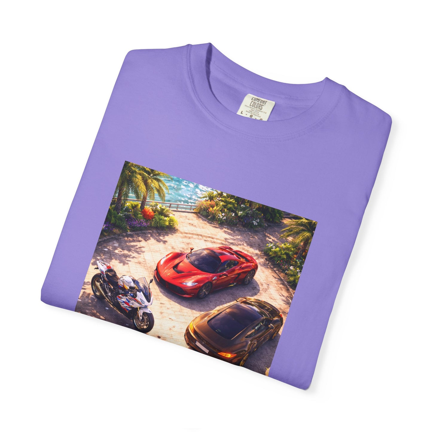 MULTI-VEHICLE - T-Shirt — Tropical Sports Cars & Motorbikes Print