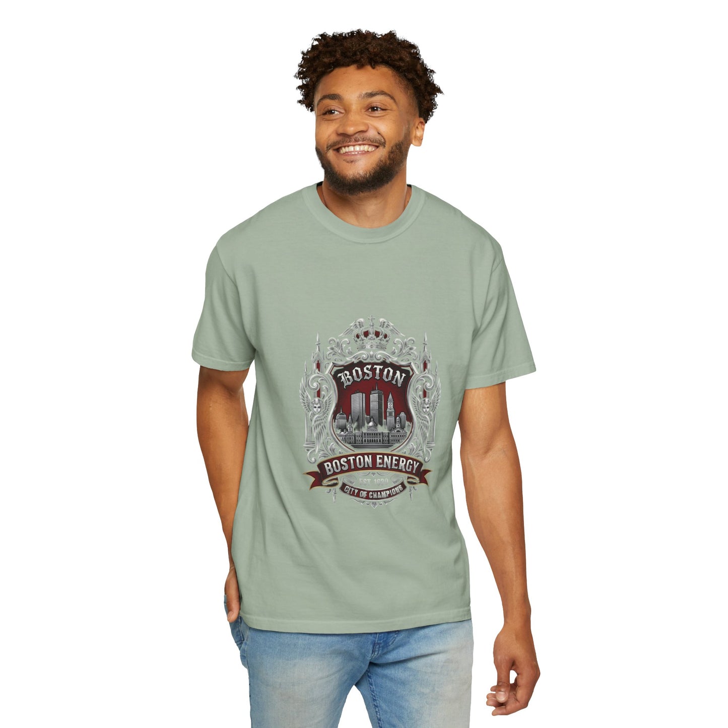 Boston Energy Vintage Crest T-Shirt — Retro City Skyline Tee
