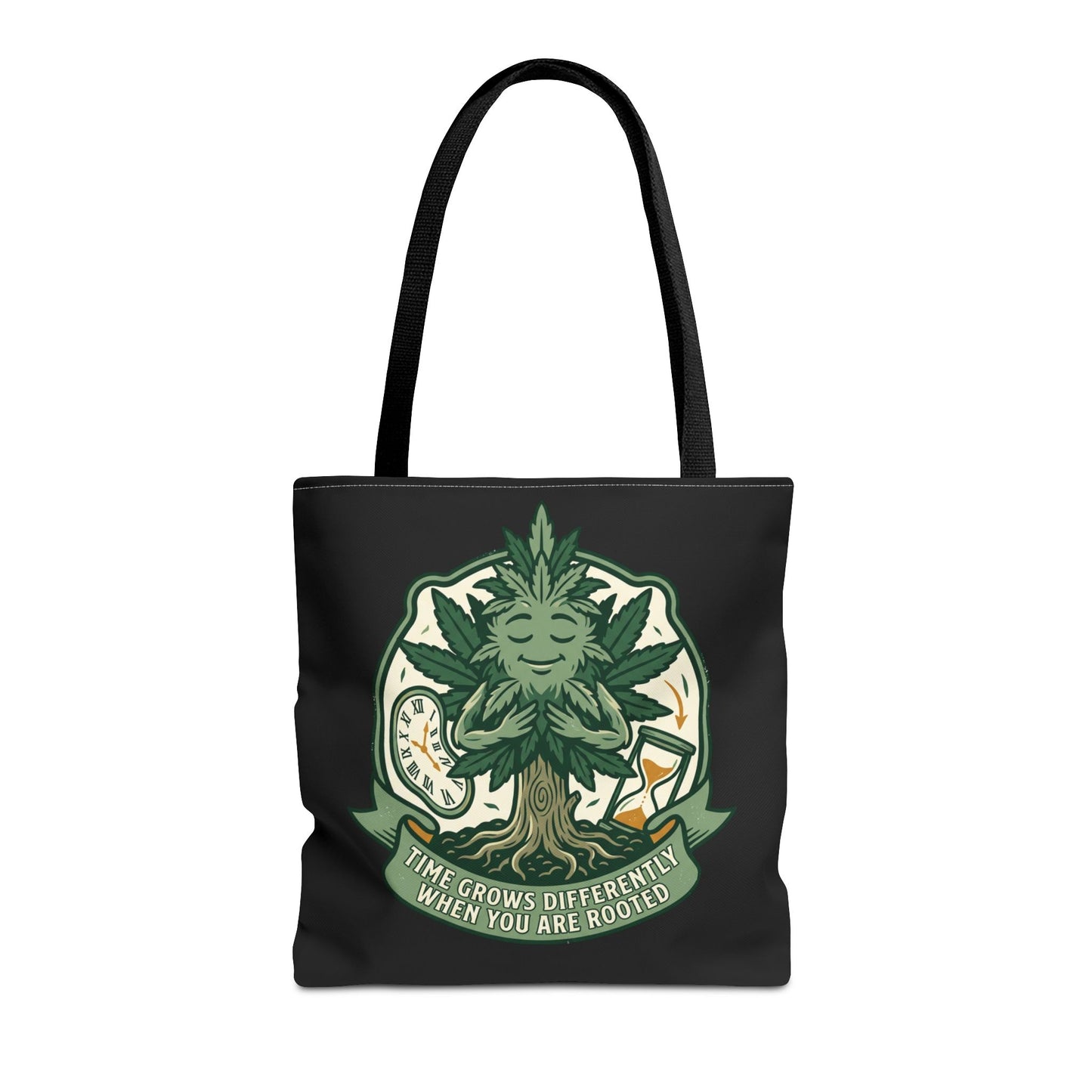 Rooted Tree Spirit Tote Bag — “Time Grows Different When You Are Rooted” Eco Tote