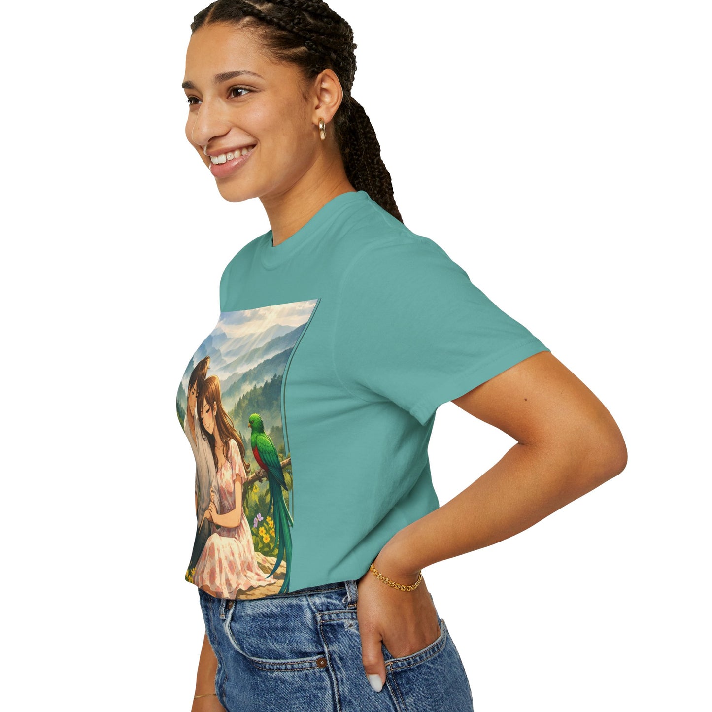 Romantic Anime Couple T-Shirt — Sunset Meadow Illustration