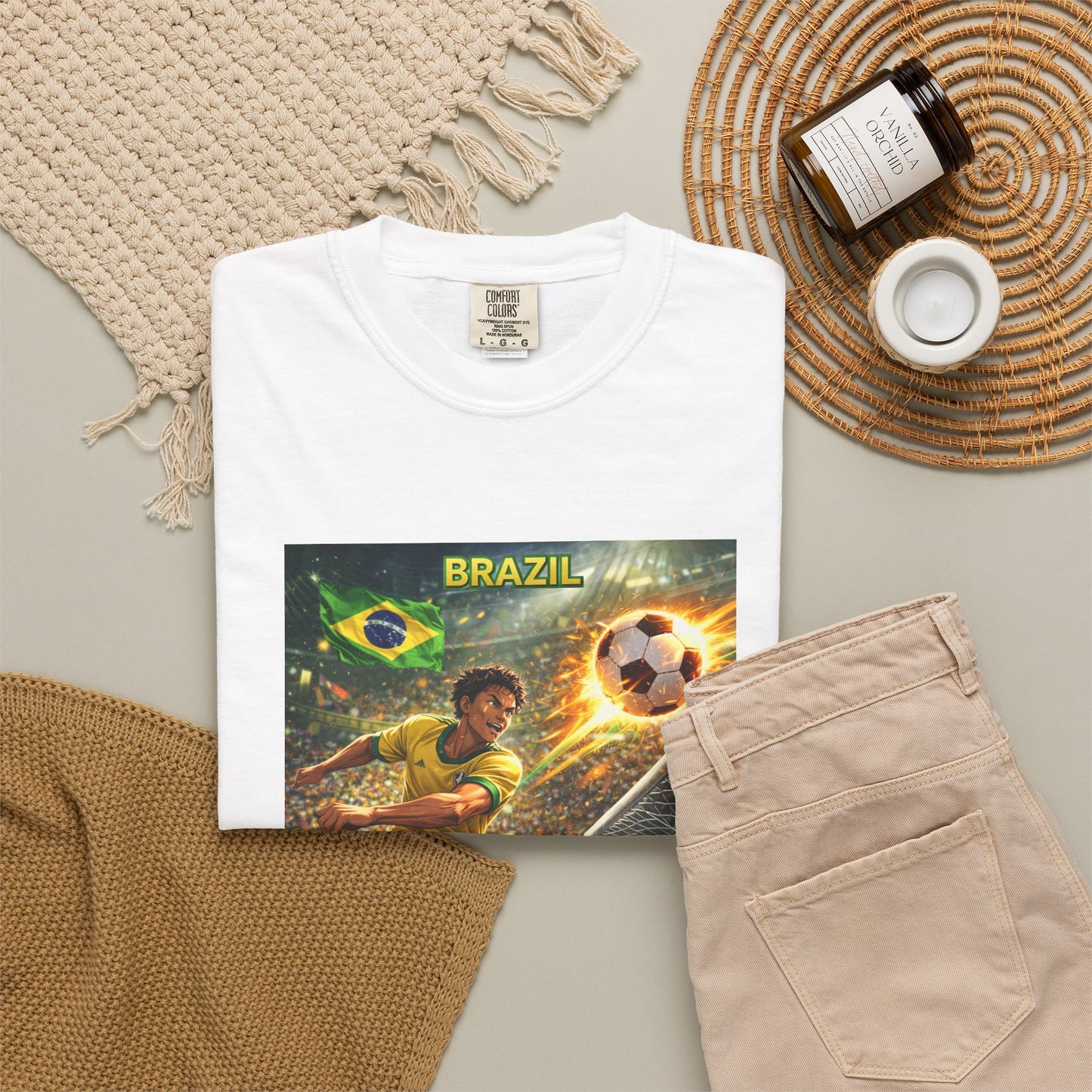 Brazil Soccer T-Shirt – Vintage Player Kick Graphic (Brazil)