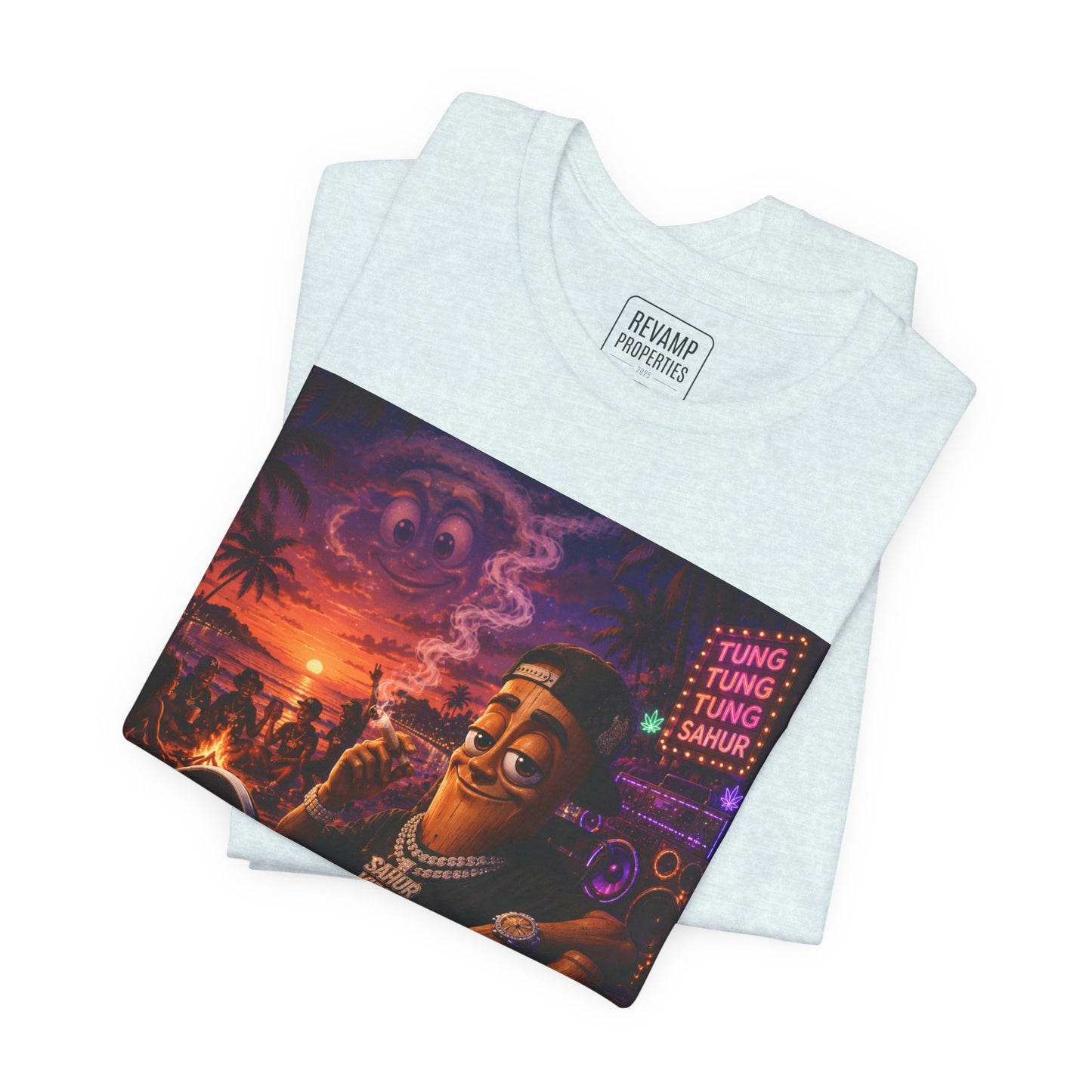 Tung Tung Tung Sahur Laid-Back Nightlife Graphic Tee — "Things Take Time" Urban Cartoon Design