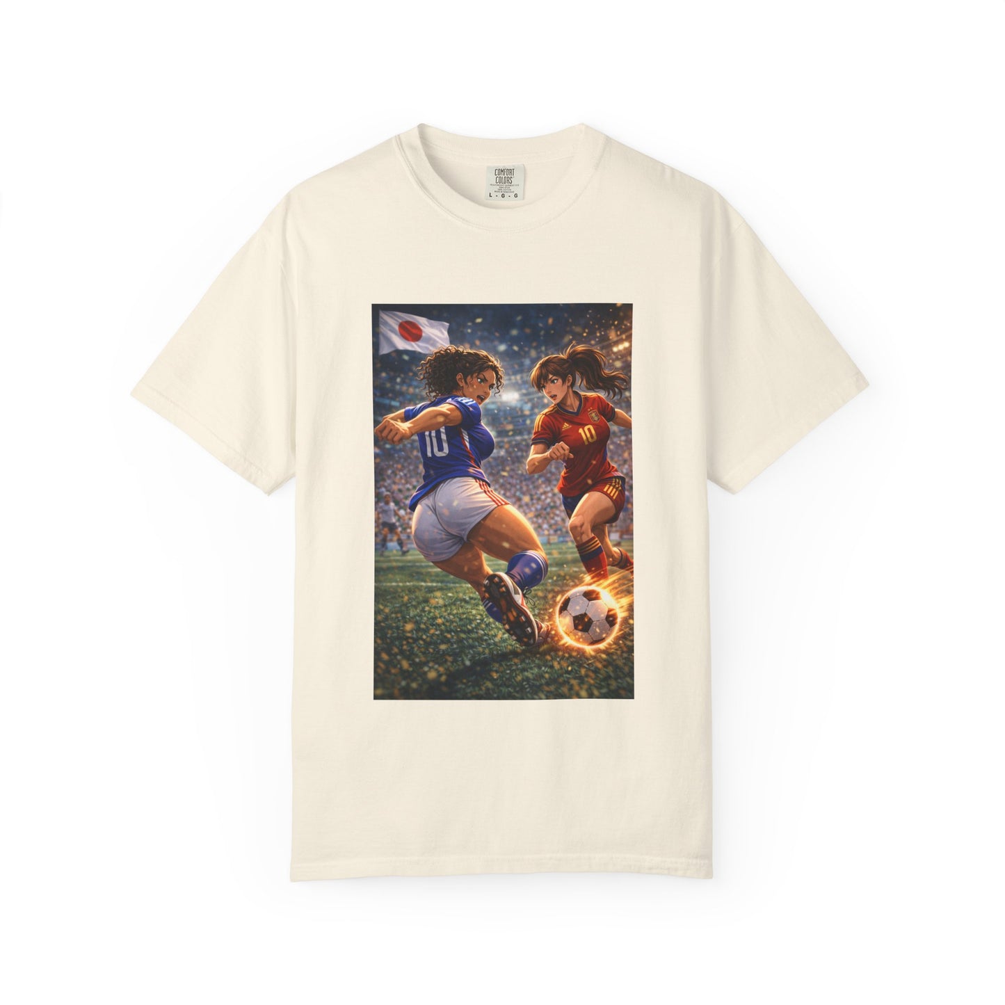 JAPAN Soccer Duel Graphic T-Shirt — Intense Japan vs Spain Football Art