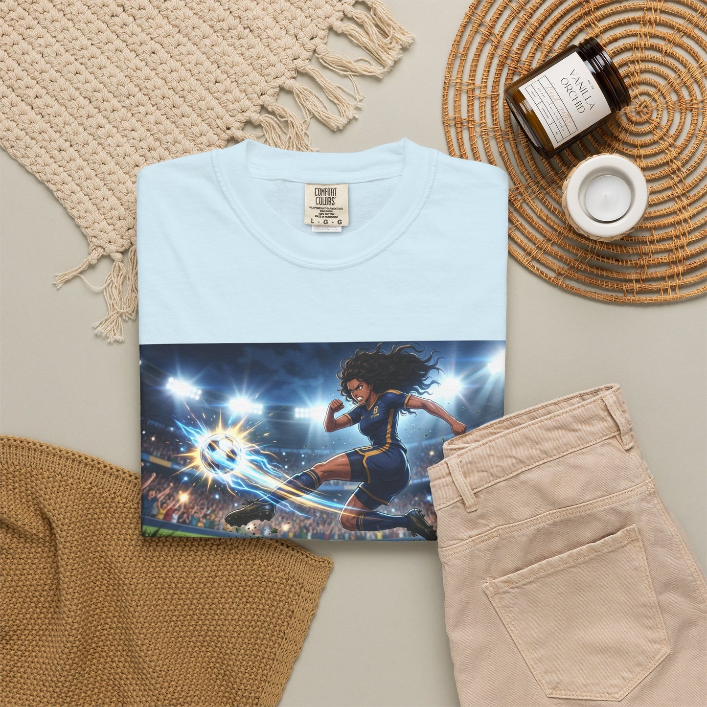 Soccer Kick Graphic T-Shirt — Energetic Stadium Football Design