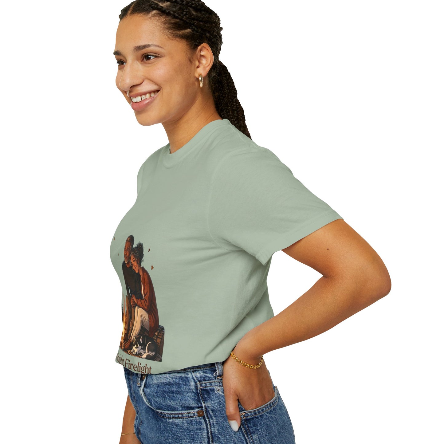 Midnight Firelight T-Shirt — Cozy Couple Campfire Graphic Tee