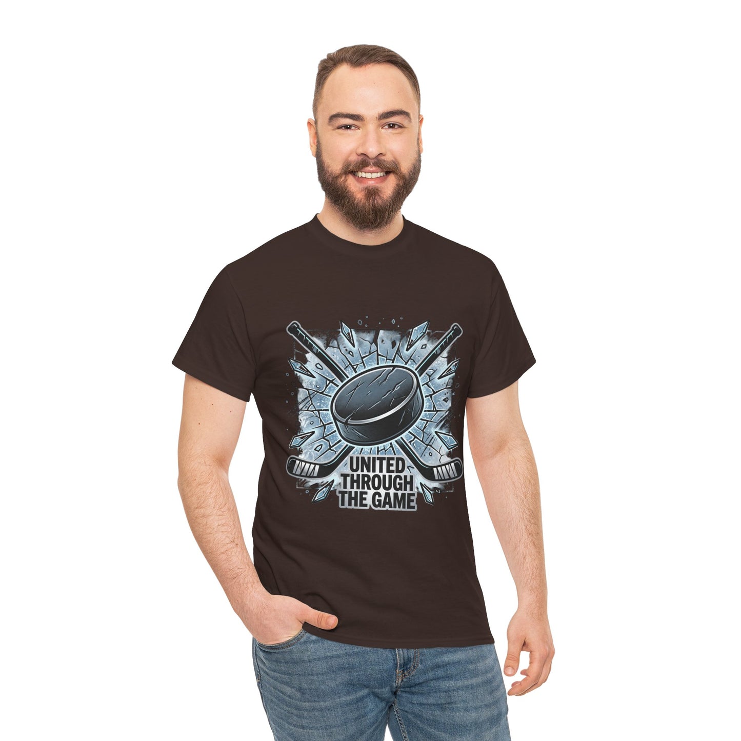 Hockey T-Shirt — "United Through the Game" Graphic Tee