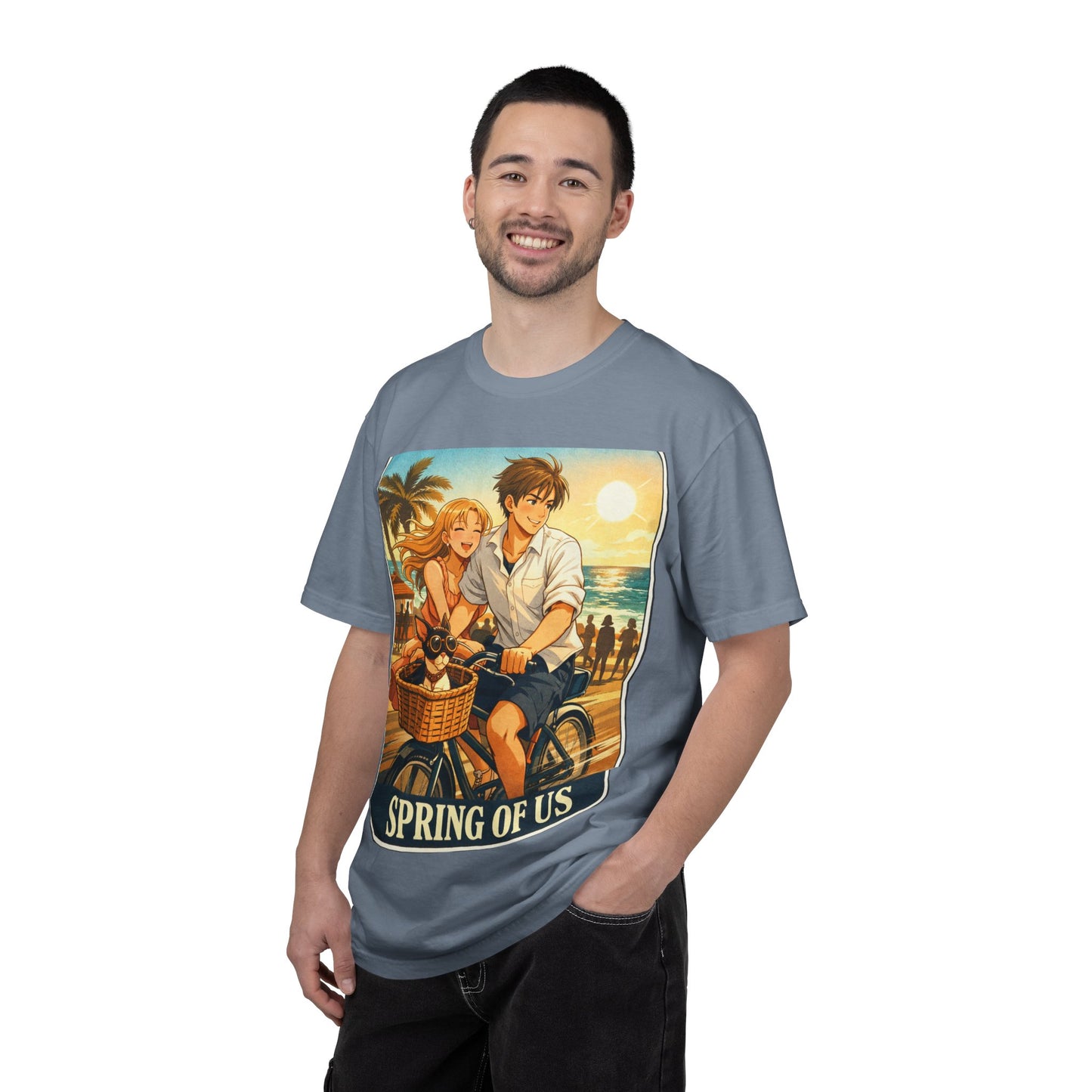 Spring of Us T-Shirt — Vintage Beach Couple Bicycle Design