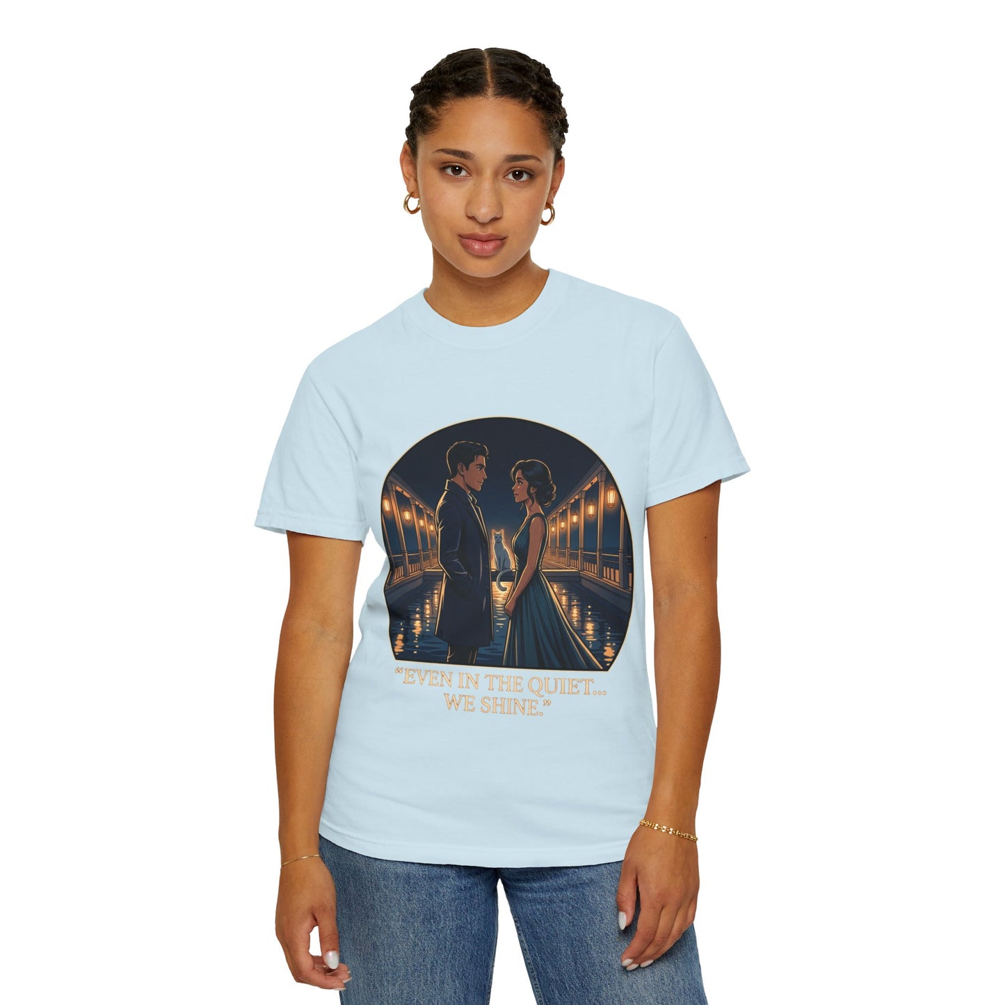 Romantic Night Stroll T-Shirt — "Even in the Quiet... We Shine" Graphic Tee