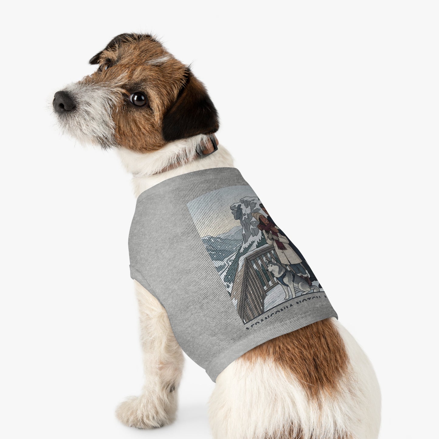 Dog Winter Walk Tank — Cozy Couple & Husky Scenic Pet Tank Top