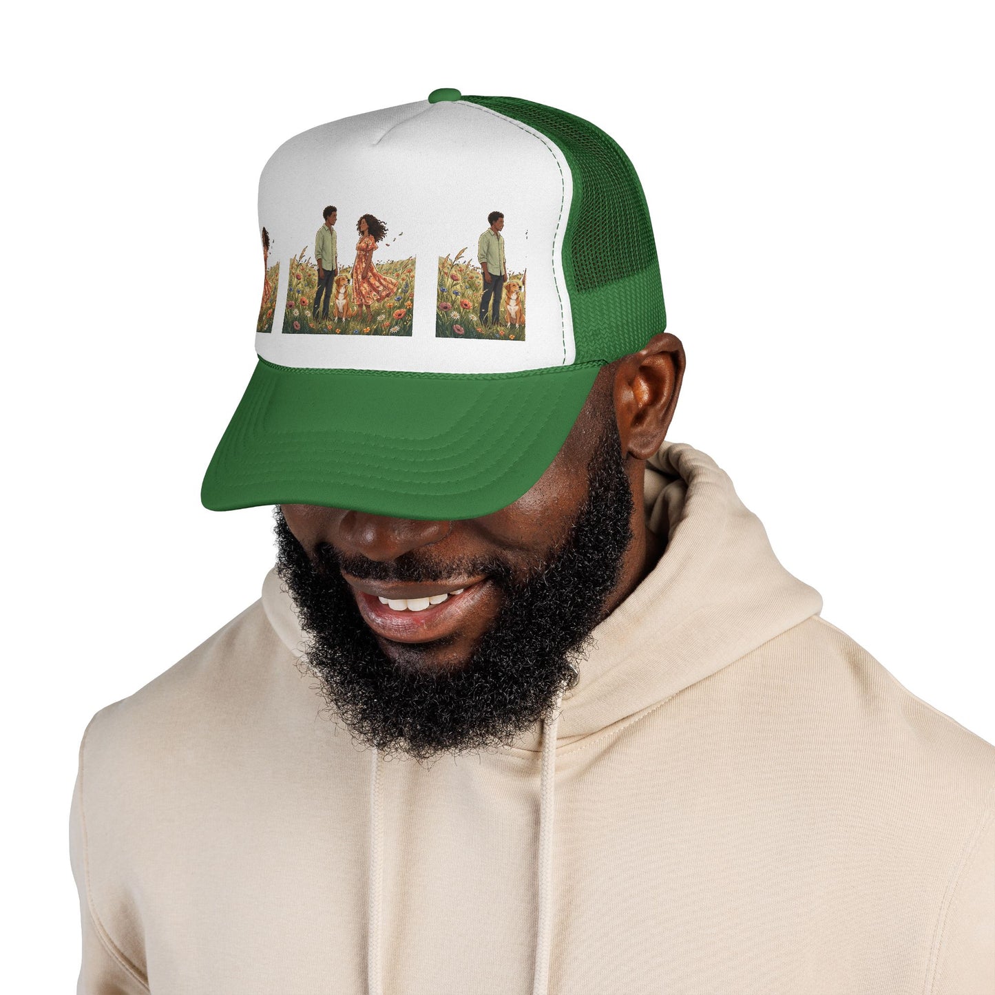 Trucker Cap — Boho Couple Meadow Illustration Hat
