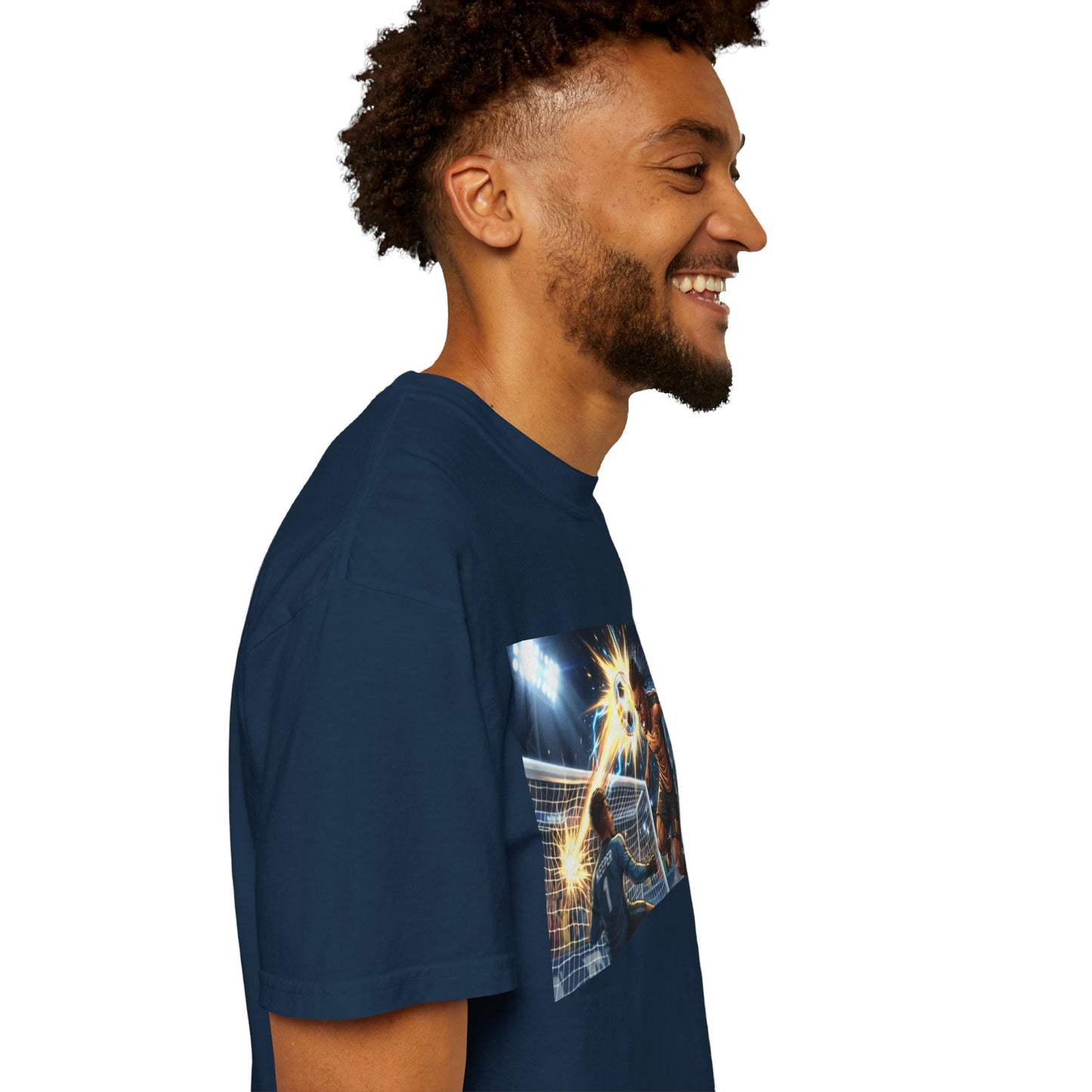 Soccer Goal Celebration T-Shirt — Action Football Scene Graphic Tee