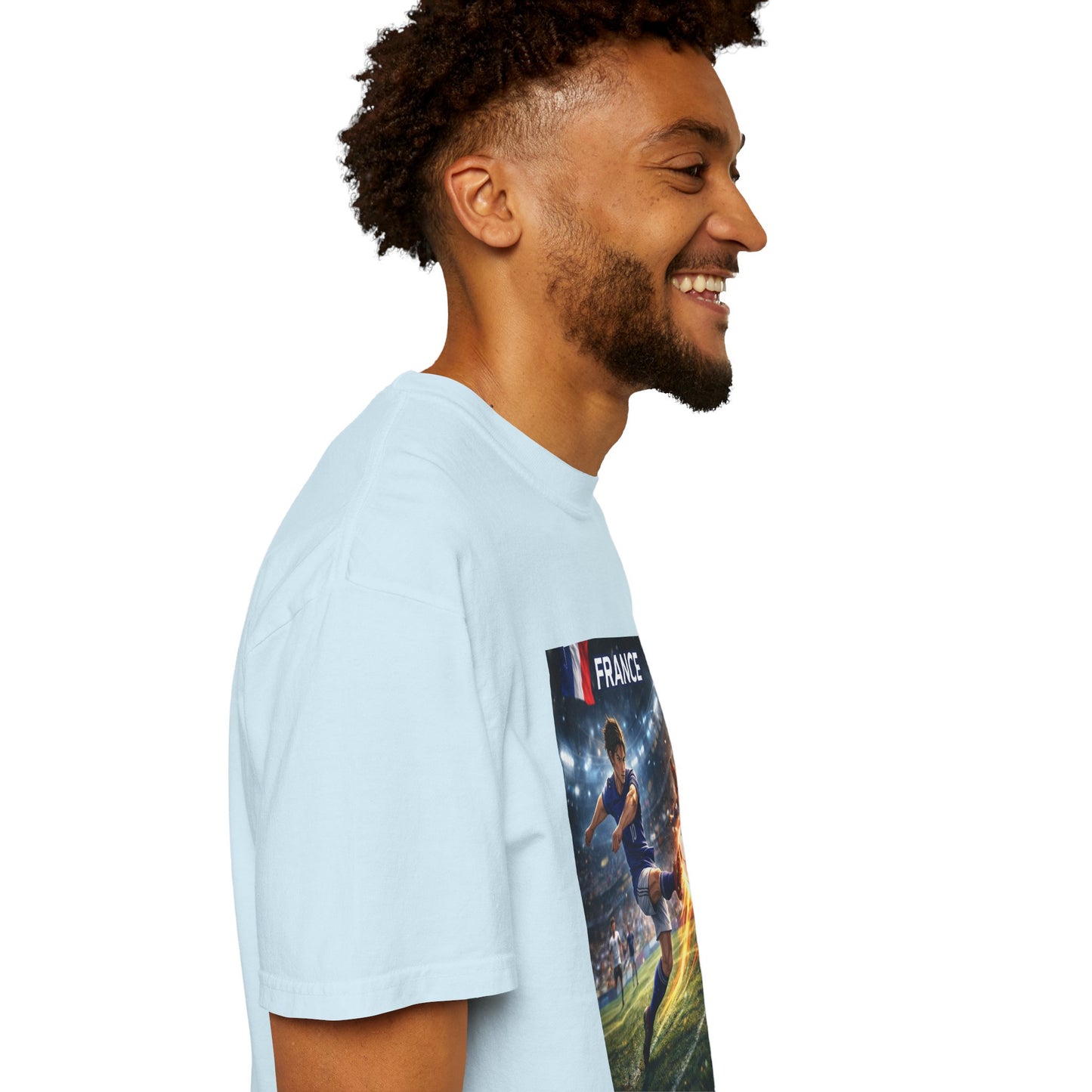 France Soccer Player Graphic T-Shirt — Football Kick Stadium Design