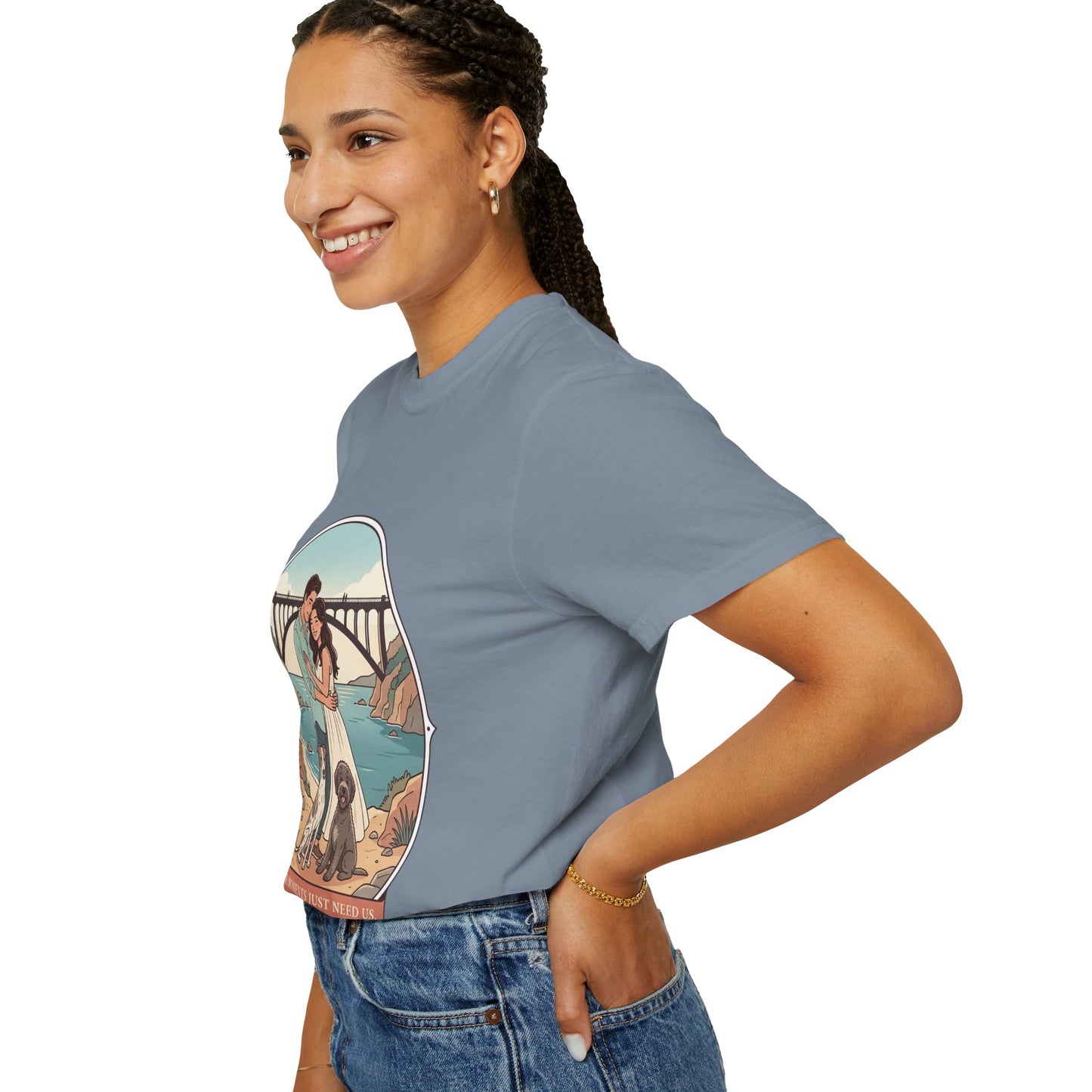 T-Shirt — Romantic Coastal Couples Tee “Some Moments Are Forever” with Dogs