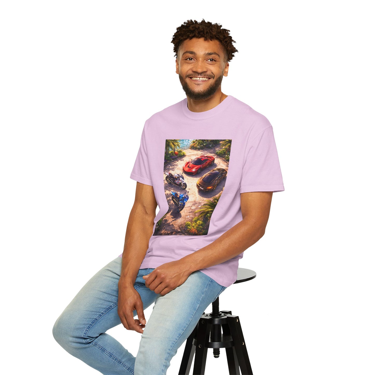 MULTI-VEHICLE - T-Shirt — Tropical Sports Cars & Motorbikes Print
