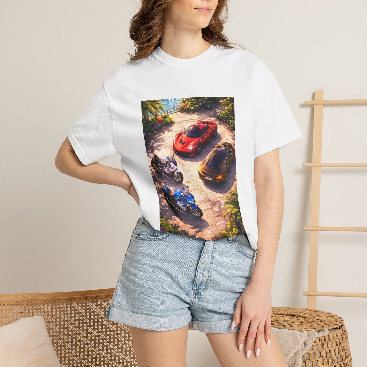 MULTI-VEHICLE - T-Shirt — Tropical Sports Cars & Motorbikes Print