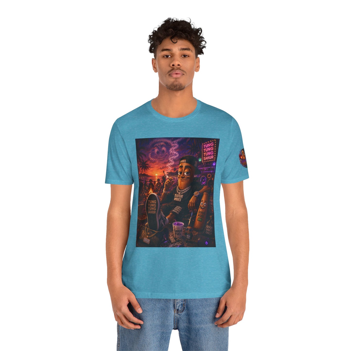 Tung Tung Tung Sahur Laid-Back Nightlife Graphic Tee — "Things Take Time" Urban Cartoon Design