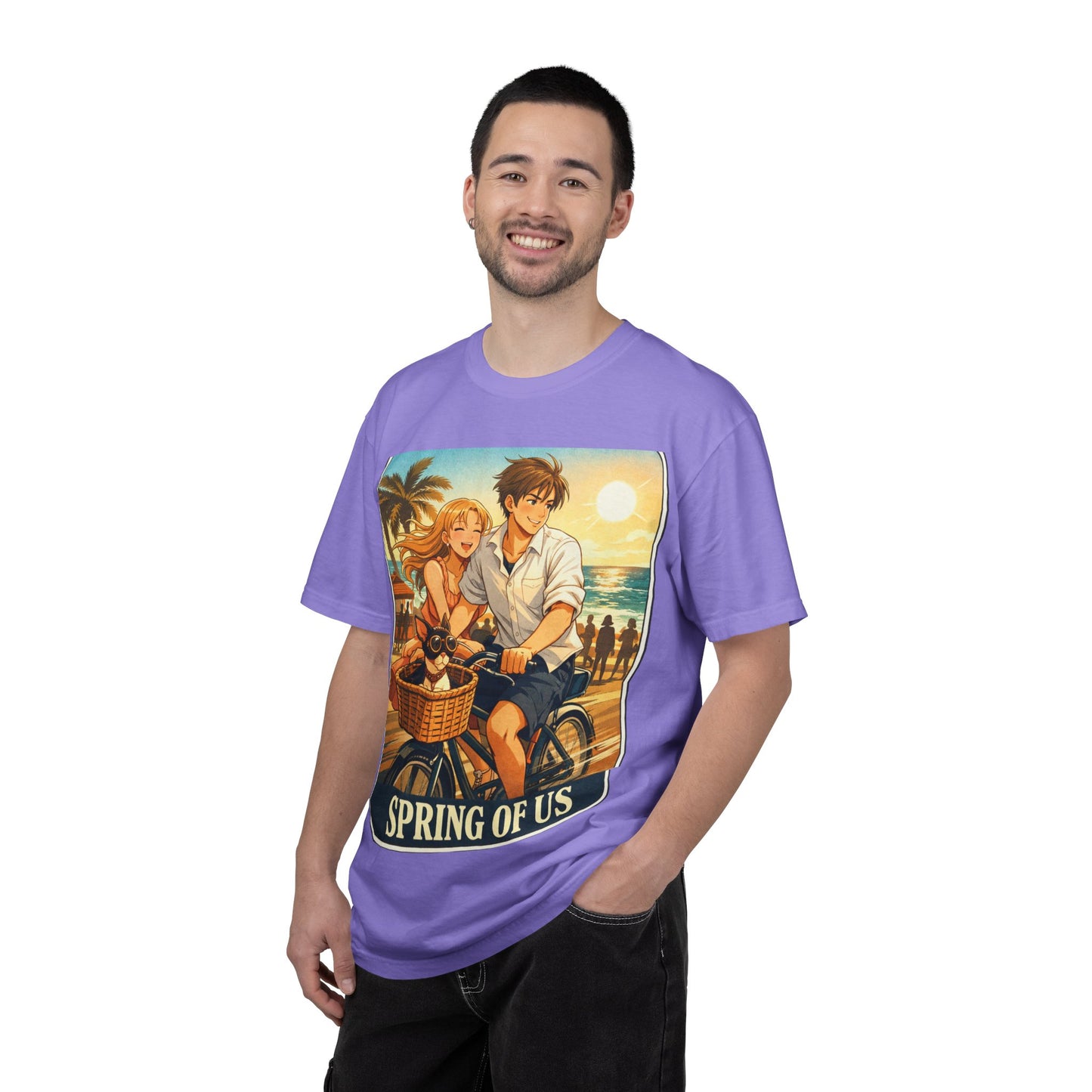 Spring of Us T-Shirt — Vintage Beach Couple Bicycle Design