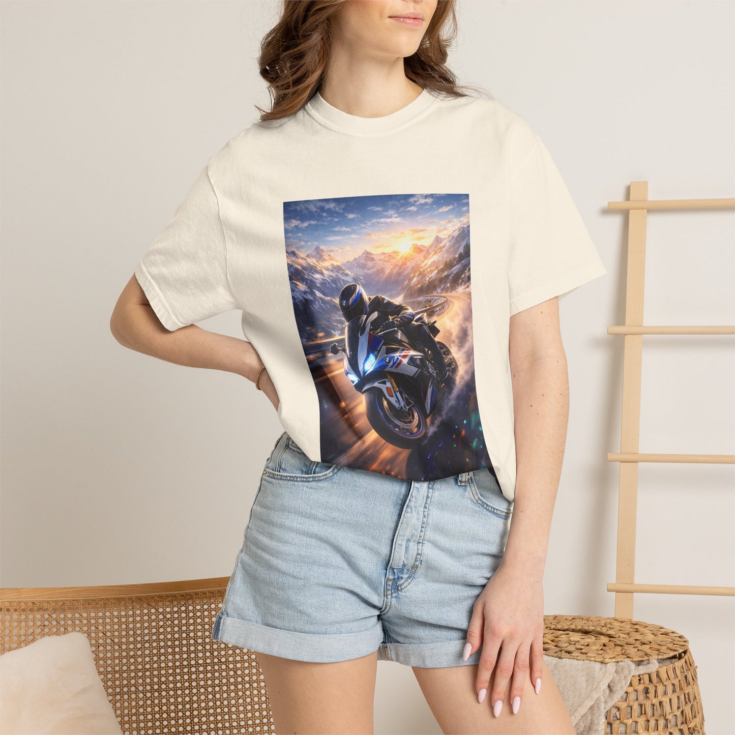 BMW S1000RR ALPINE GHOST RIDE - T‑Shirt — Sportbike Skyline Graphic Tee