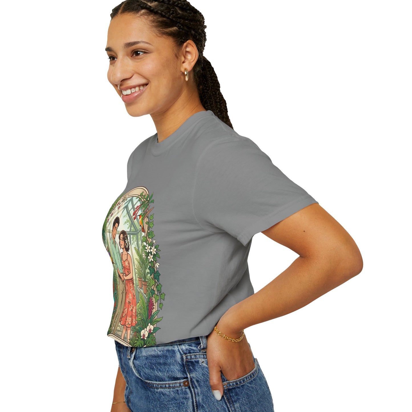 Romantic Greenhouse Couples T-Shirt — “Love Grows Where We Nurture It”