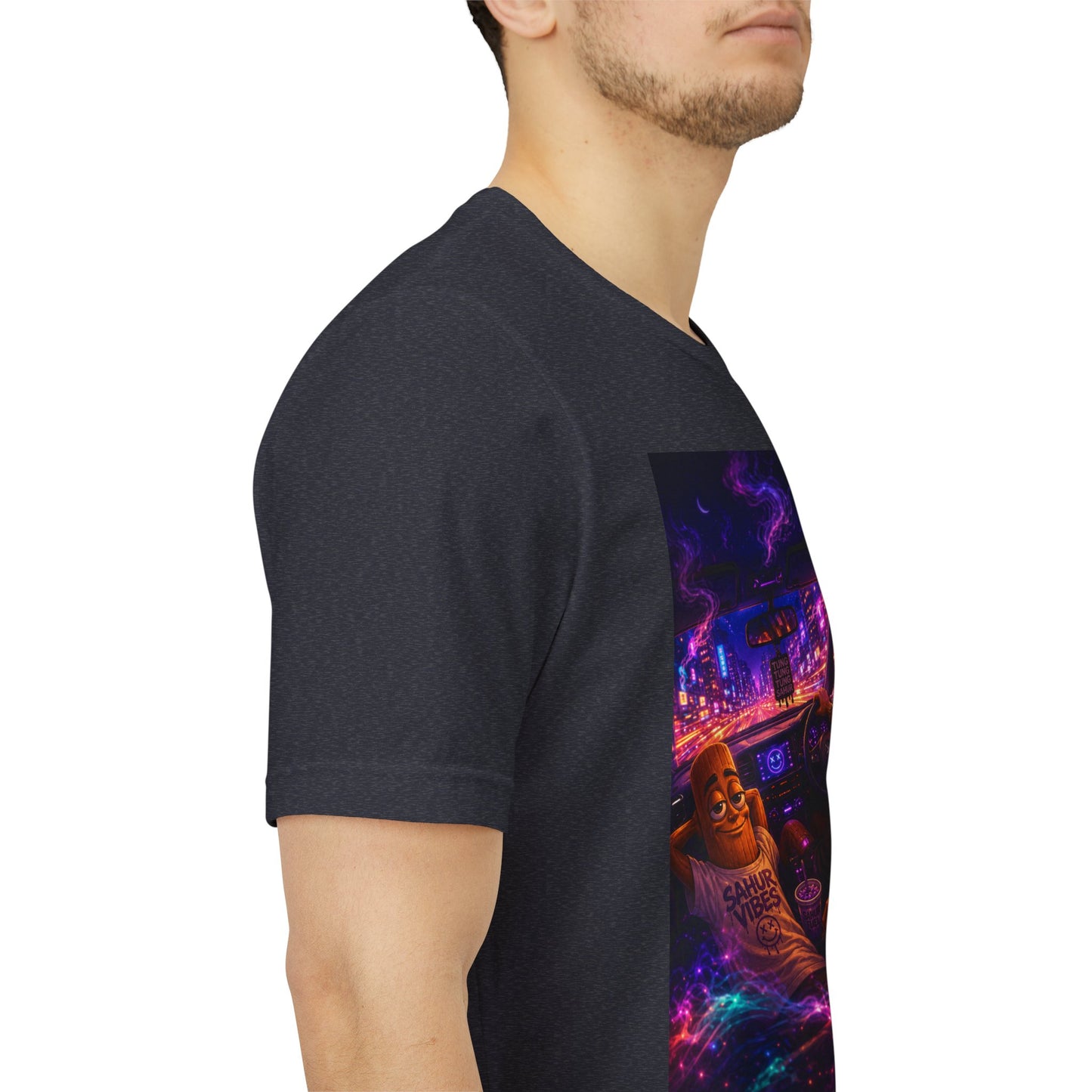 Tung Tung Tung Sahur Who Ride Like Us T-Shirt — Night Cruise Vaporwave Graphic Tee
