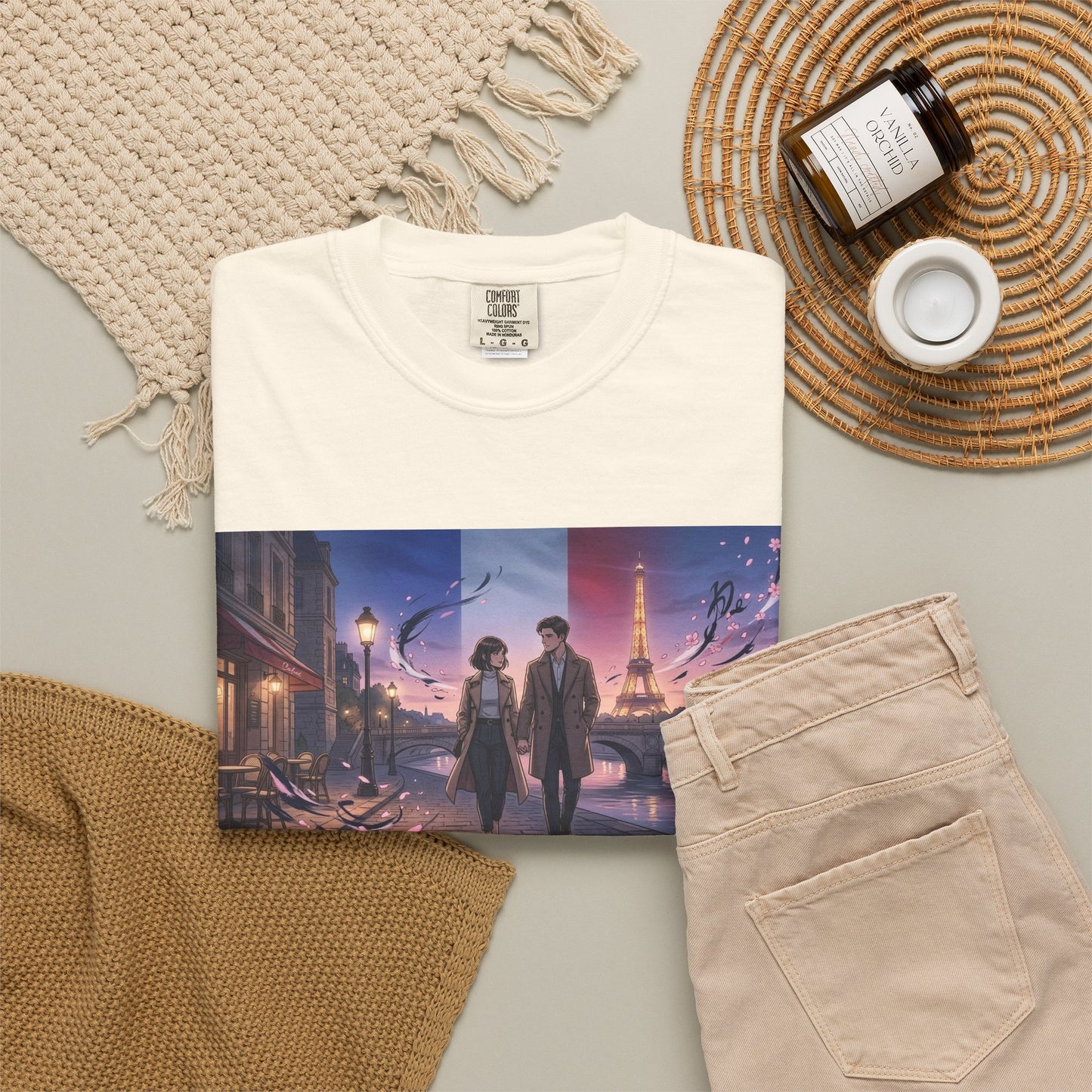 T-Shirt — Romantic City Night Stroll Illustration
