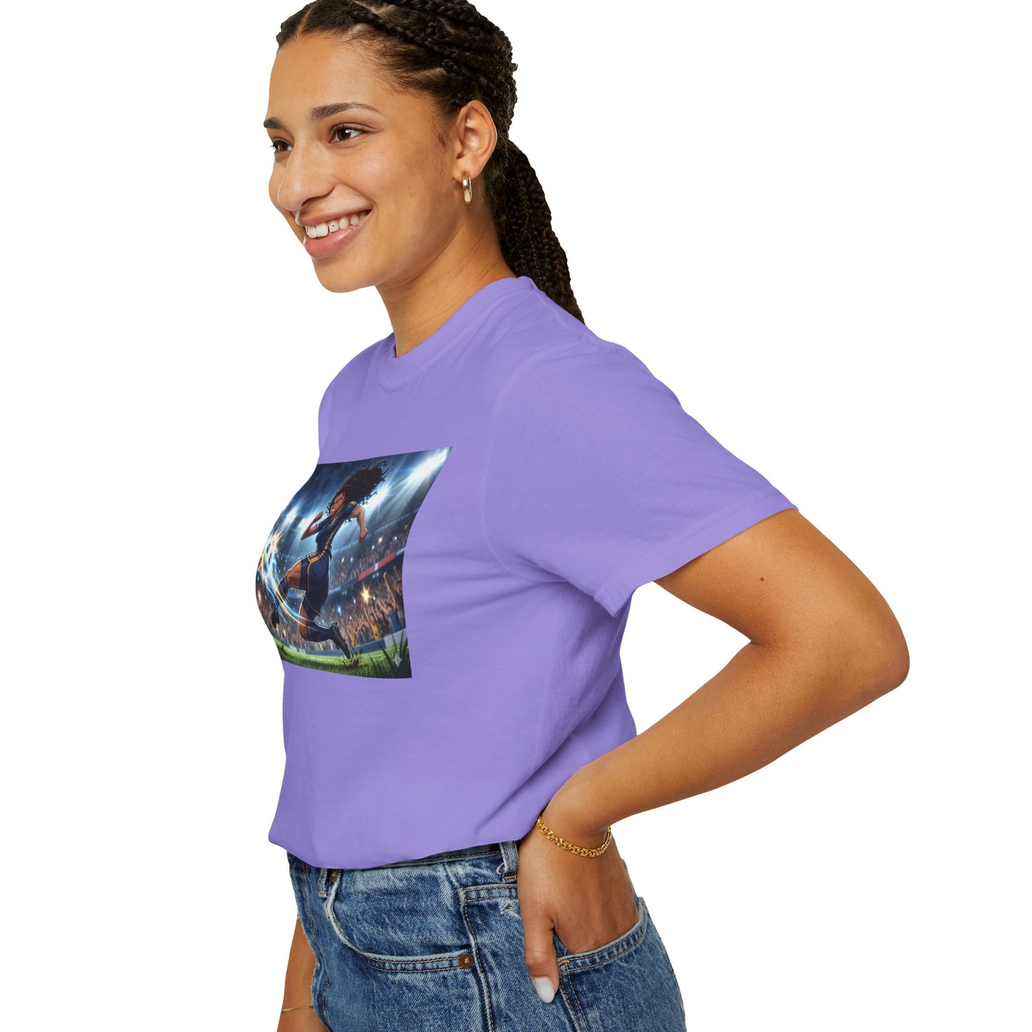 Soccer Kick Graphic T-Shirt — Energetic Stadium Football Design