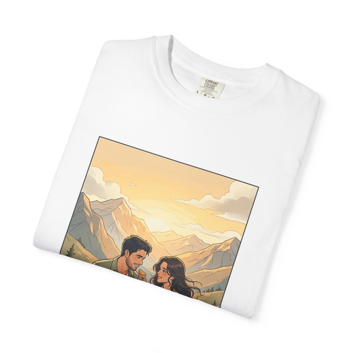 Couples Mountain Picnic T-Shirt — 'Opening Up' Scenic Graphic Tee