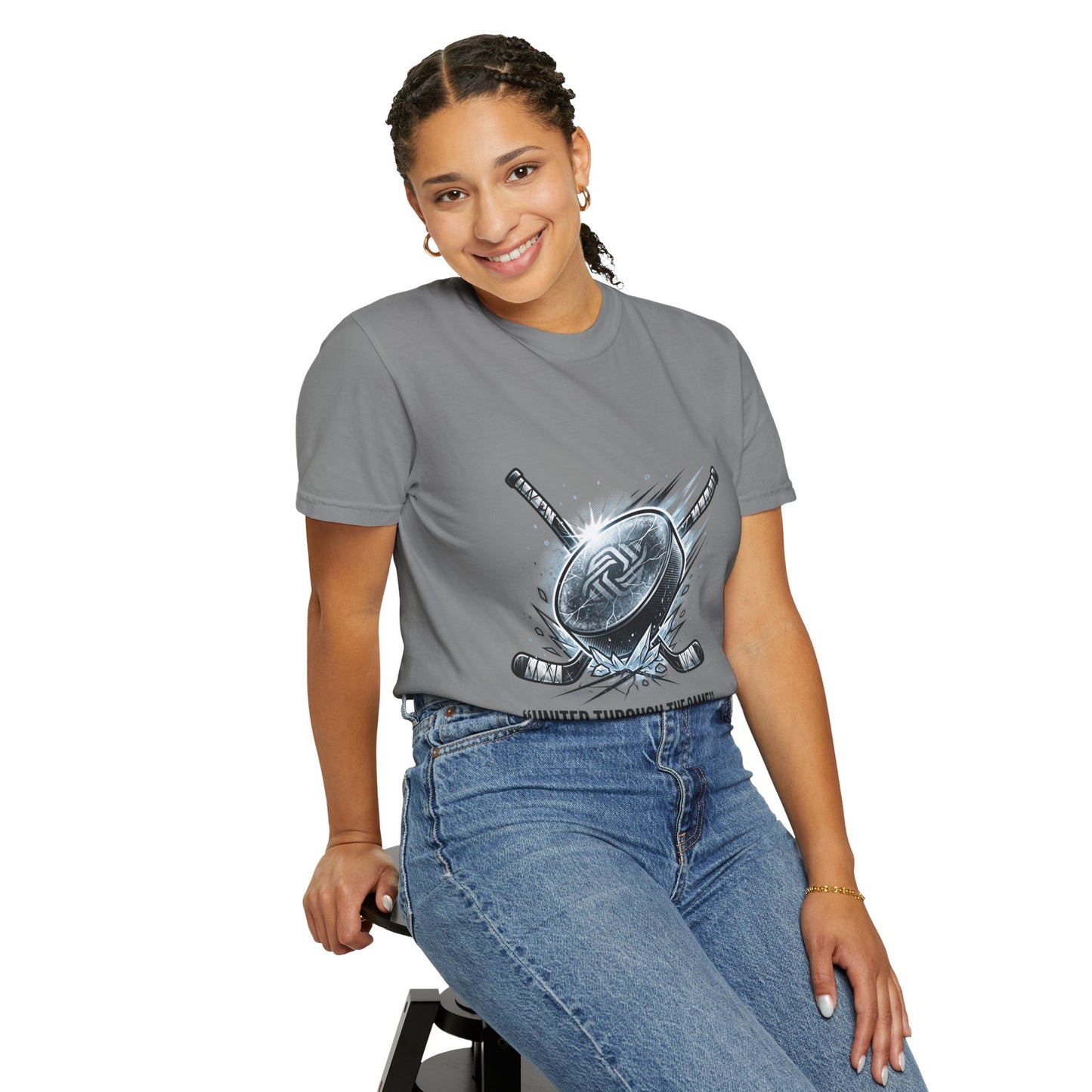Hockey Graphic Tee — "United Through the Game" Team Spirit T-Shirt