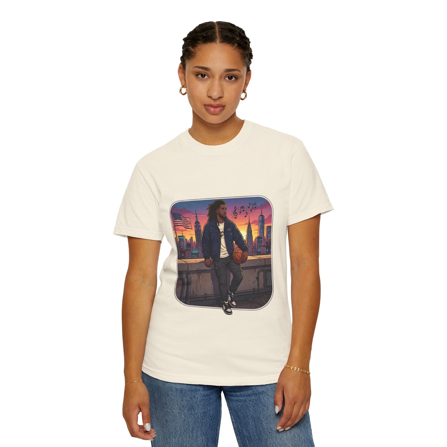 City Sunset Basketball Player T-Shirt — Urban Hoop Lifestyle Tee
