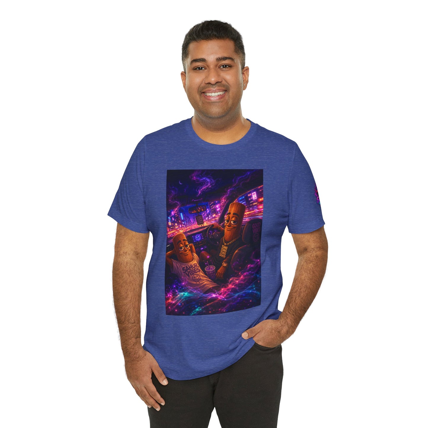 Tung Tung Tung Sahur Who Ride Like Us T-Shirt — Night Cruise Vaporwave Graphic Tee