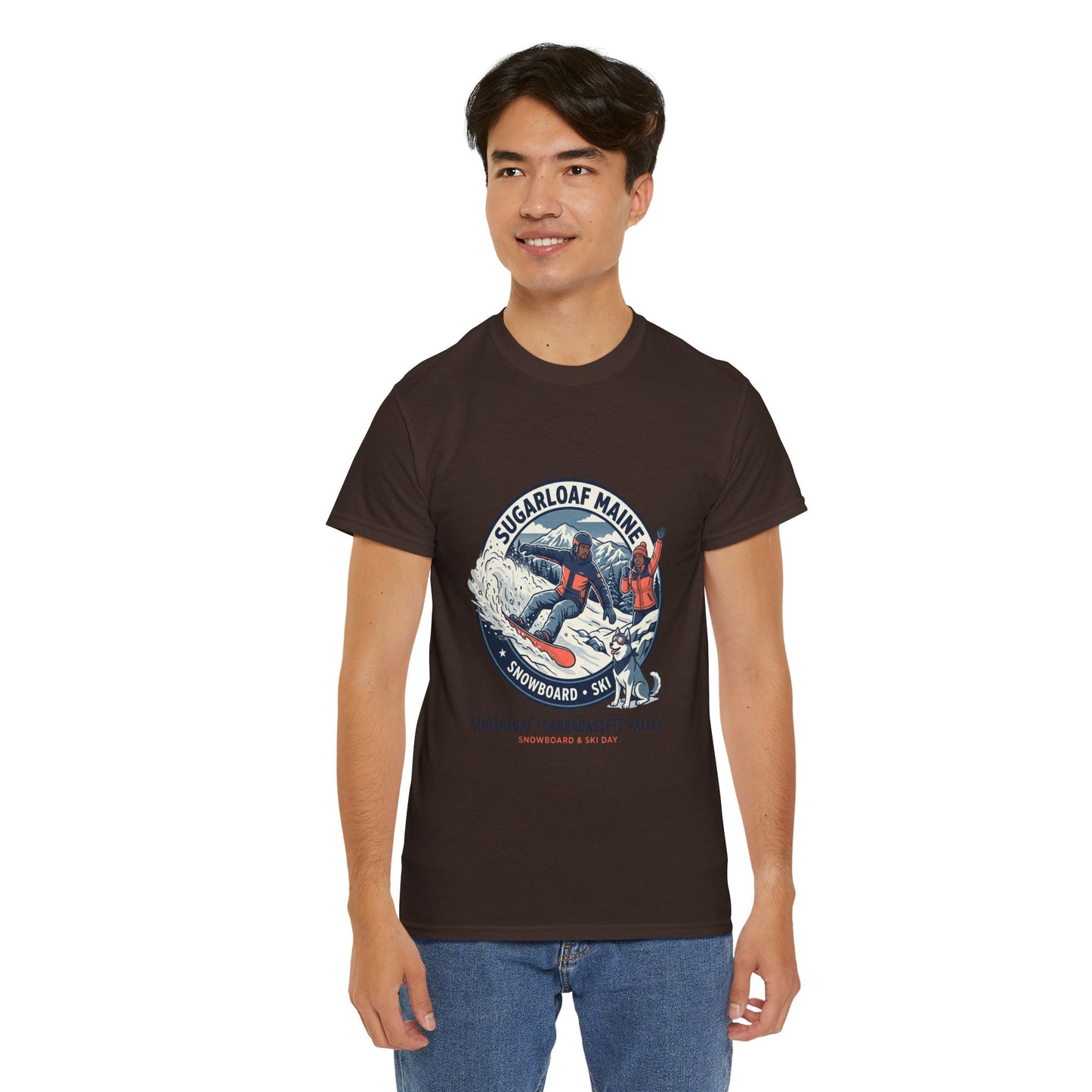 Sugarloaf Maine Snowboard & Ski T‑Shirt — Sugarloaf‑Carrabassett Valley Retro Graphic Tee