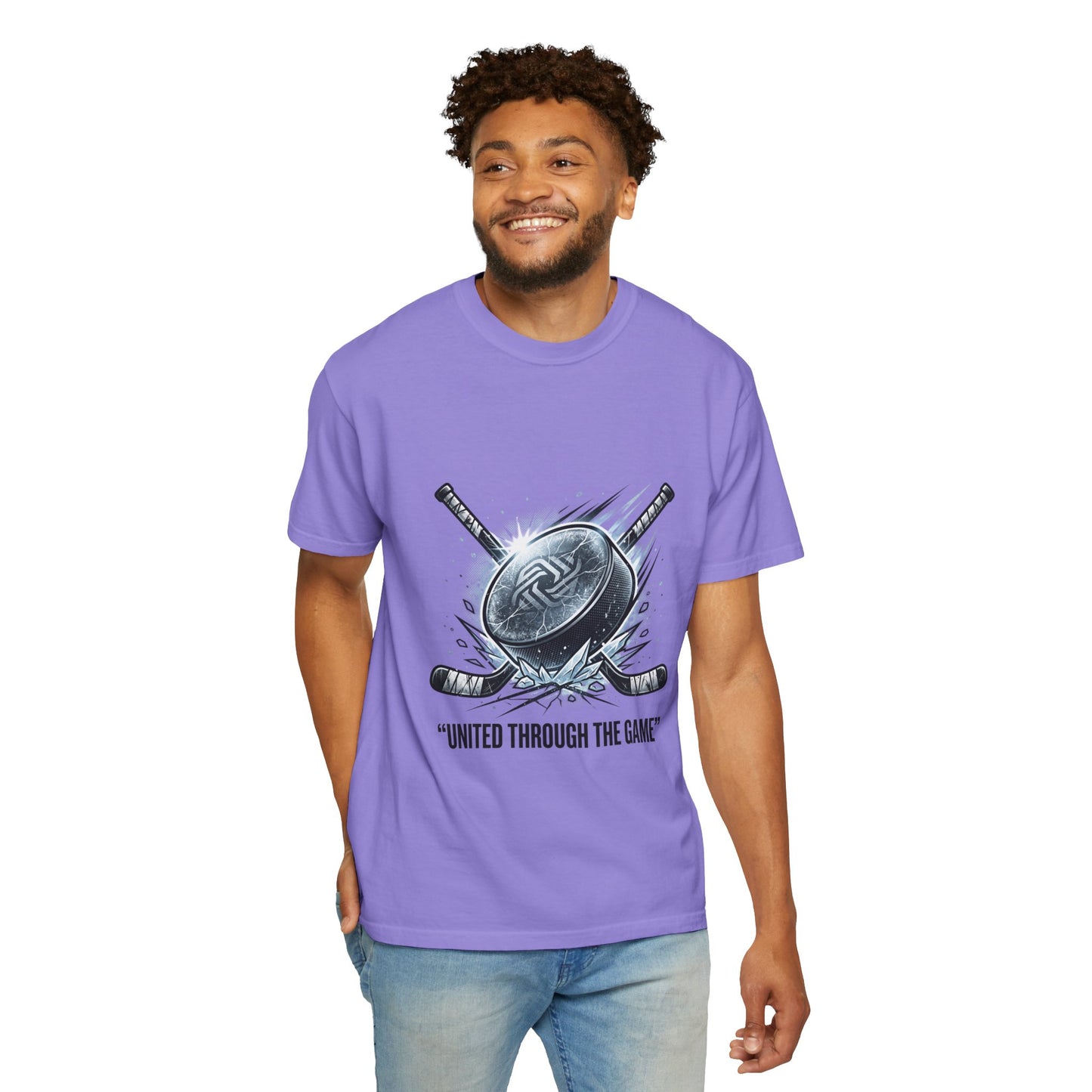 Hockey Graphic Tee — "United Through the Game" Team Spirit T-Shirt