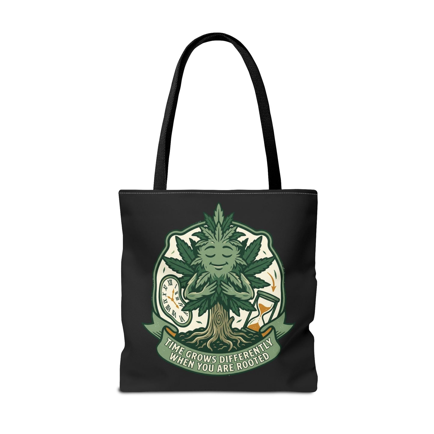 Rooted Tree Spirit Tote Bag — “Time Grows Different When You Are Rooted” Eco Tote