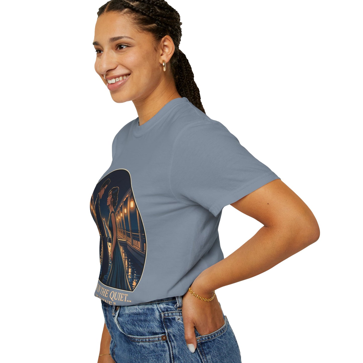 Romantic Night Stroll T-Shirt — "Even in the Quiet... We Shine" Graphic Tee