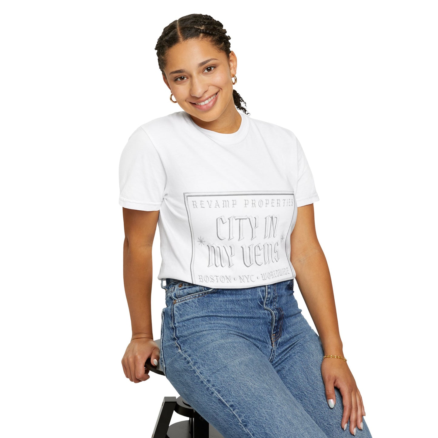 City In My Veins T‑Shirt — Vintage Cityscape Tee (Boston • NYC • Manchester)