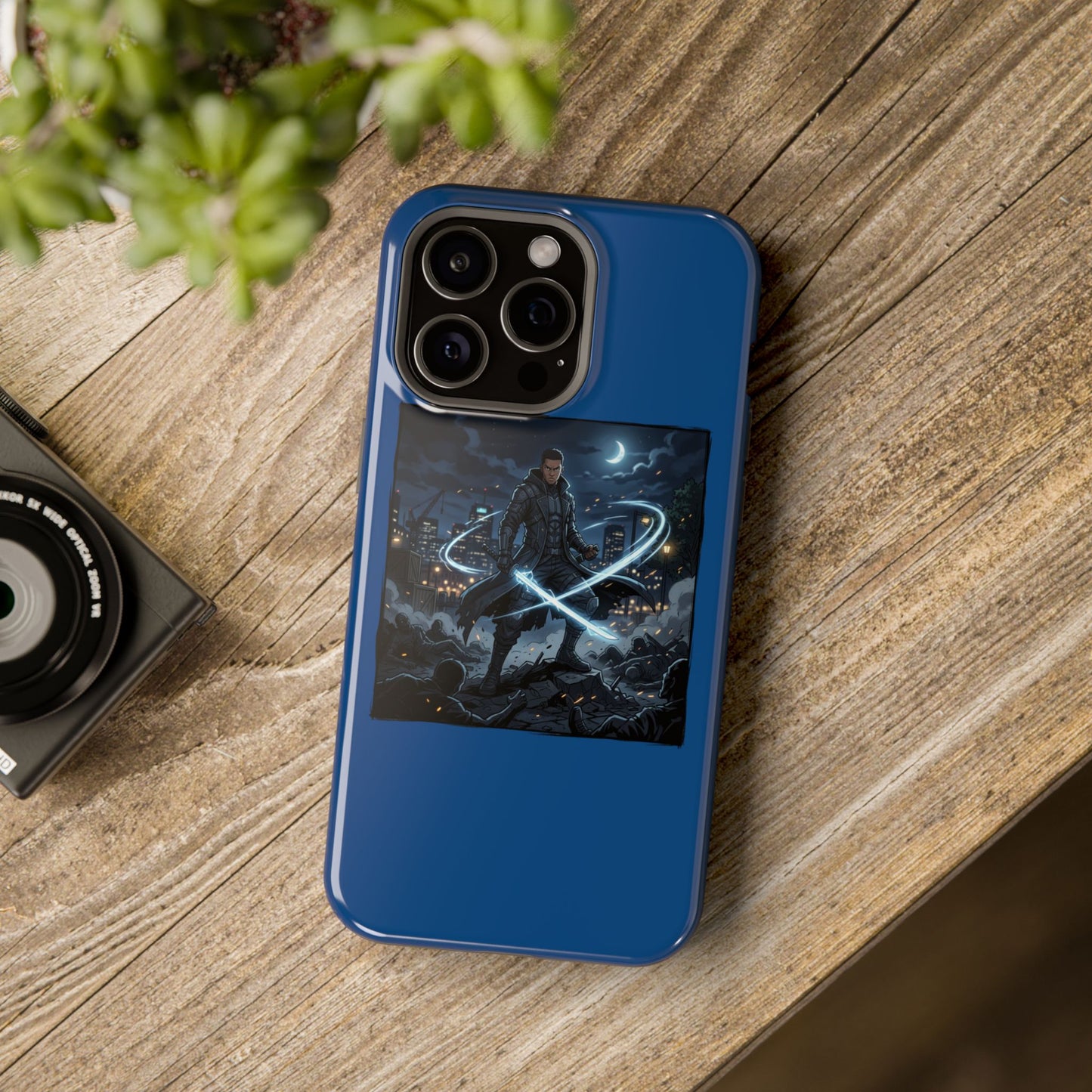 Magnetic Impact-Resistant Phone Case — Night Warrior Sci‑Fi Design