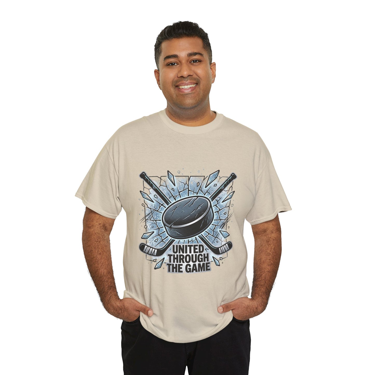 Hockey T-Shirt — "United Through the Game" Graphic Tee