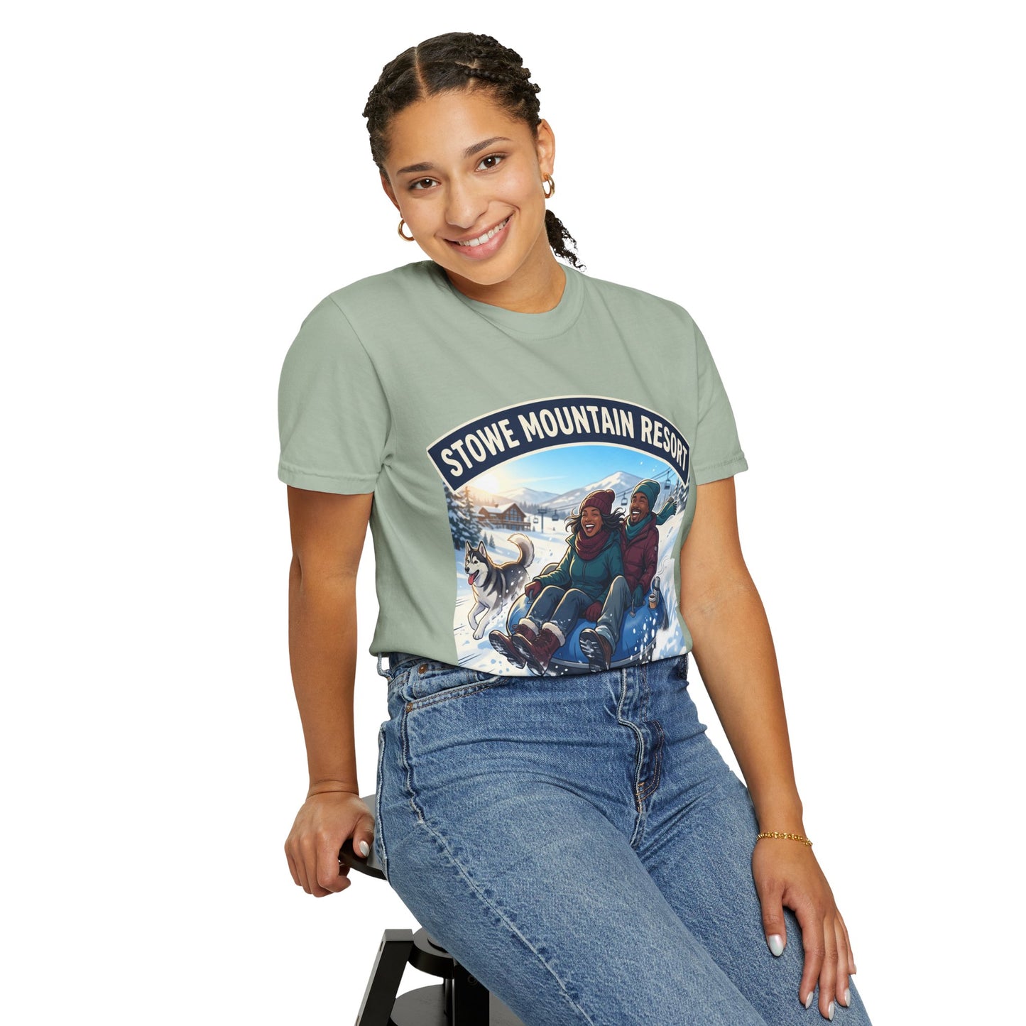Stowe Mountain Resort Snow Tubing T-Shirt — "Vermont Joy" Winter Apparel