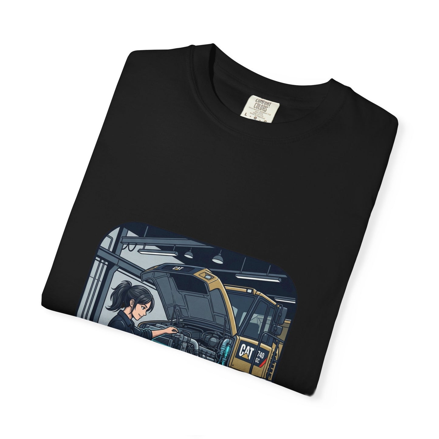 Mechanic Garage Scene T-Shirt — Vintage Truck Repair Illustration