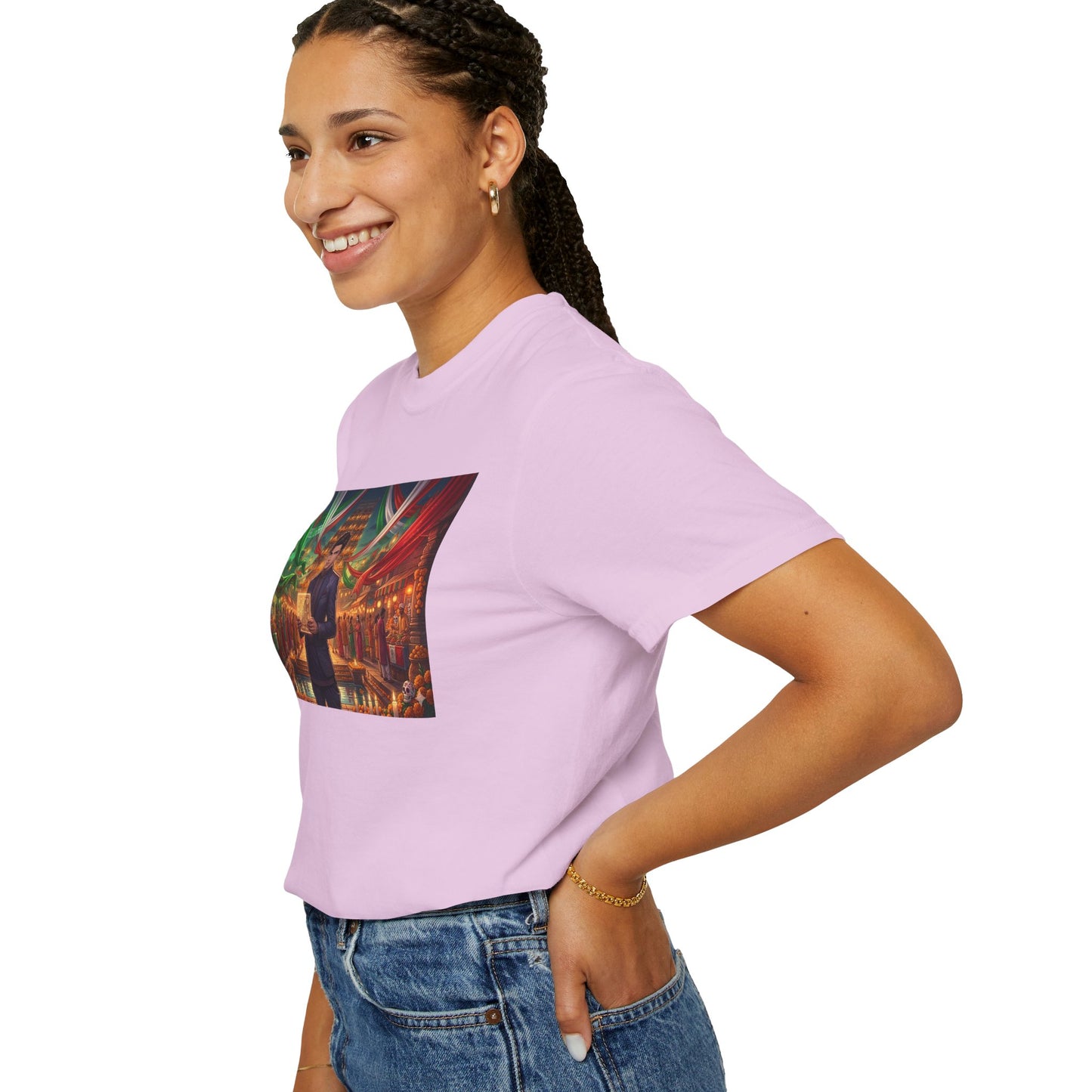 T-Shirt — Dragon Temple Night Scene Graphic Tee (Monk with Dragons)
