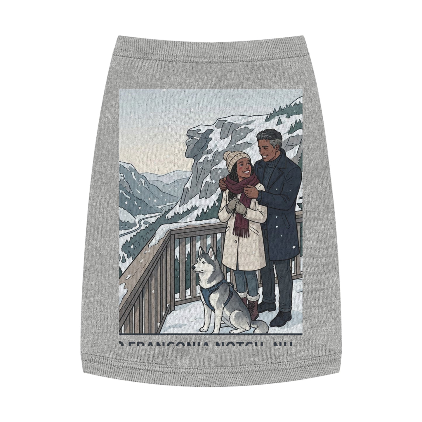 Dog Winter Walk Tank — Cozy Couple & Husky Scenic Pet Tank Top