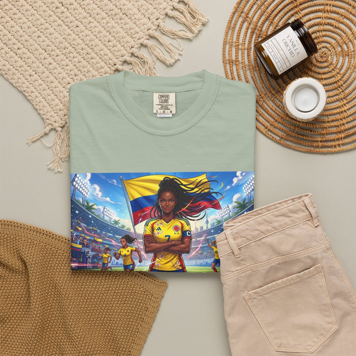 Soccer Champion Graphic T-Shirt — Woman Goalkeeper Stadium Art