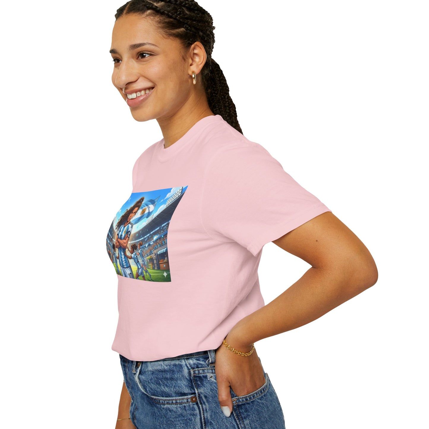 Argentina Soccer Heroine Stadium T-Shirt – Female Soccer Player Graphic Tee
