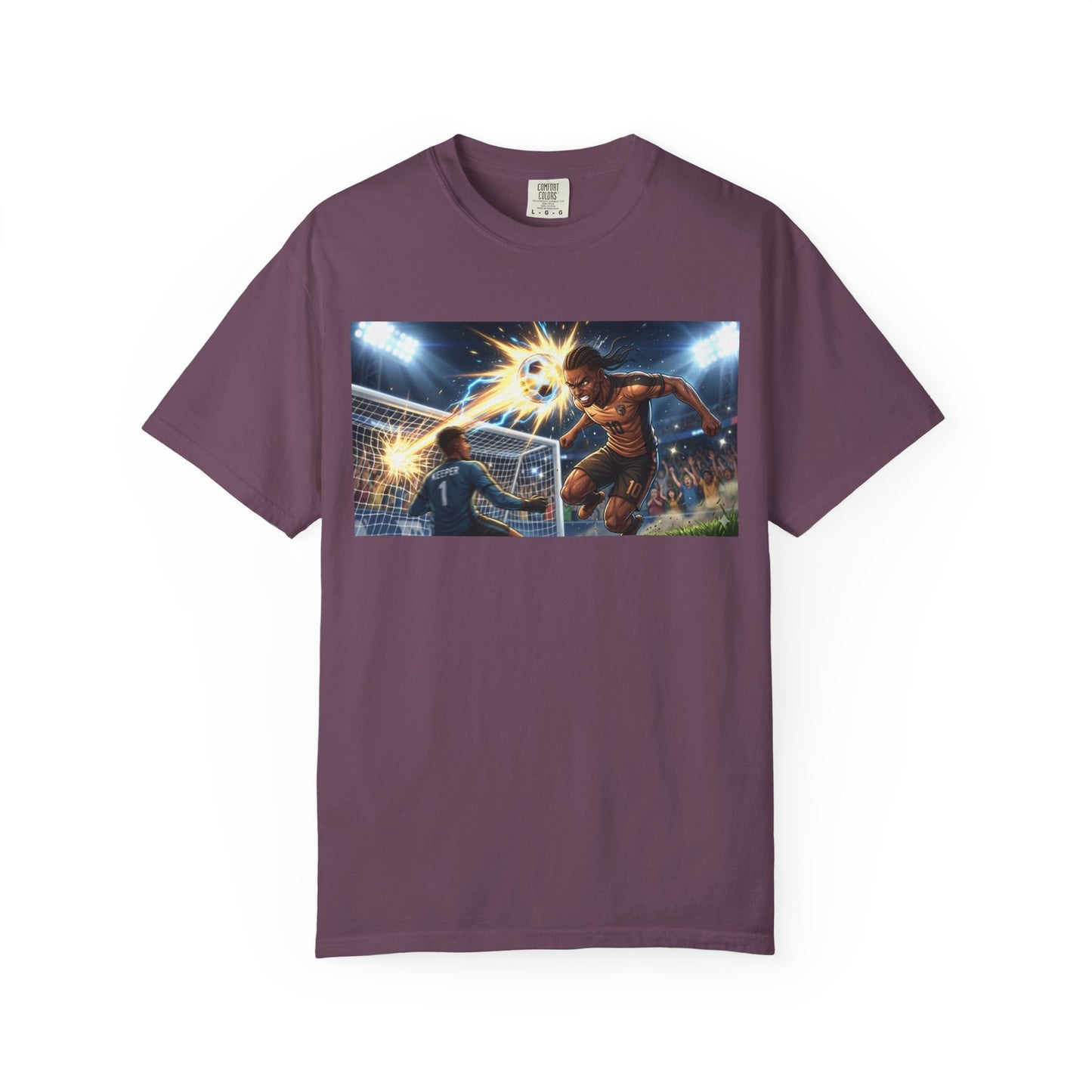 Soccer Goal Celebration T-Shirt — Action Football Scene Graphic Tee