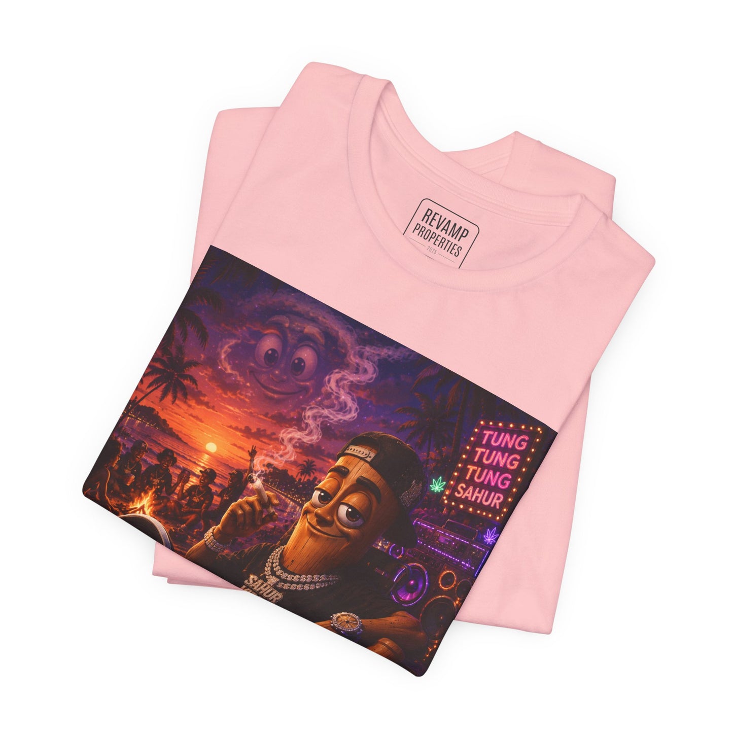 Tung Tung Tung Sahur Laid-Back Nightlife Graphic Tee — "Things Take Time" Urban Cartoon Design