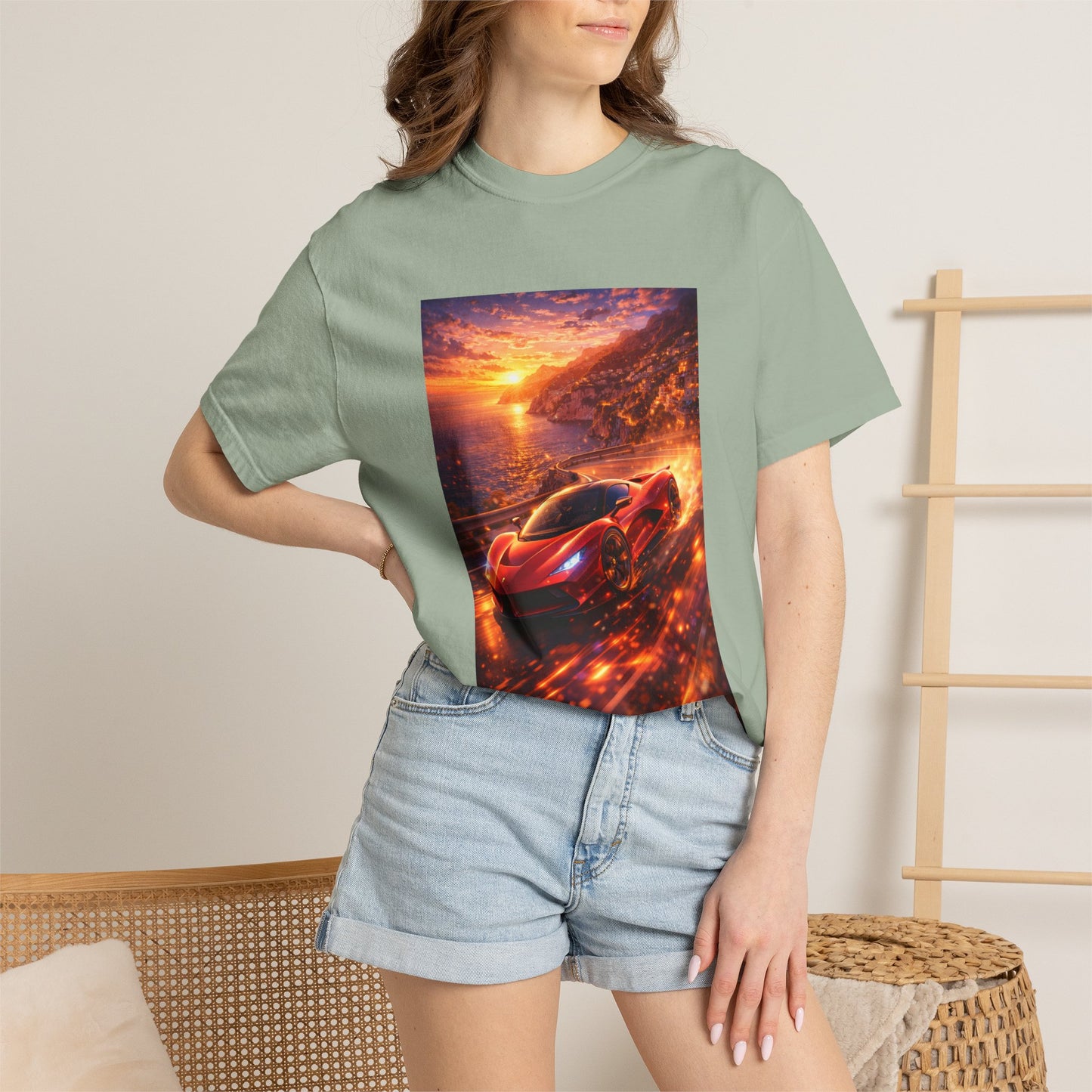 Ferrari F80- Amalfi Coast, Italy - T‑Shirt — Red Sports Car Print