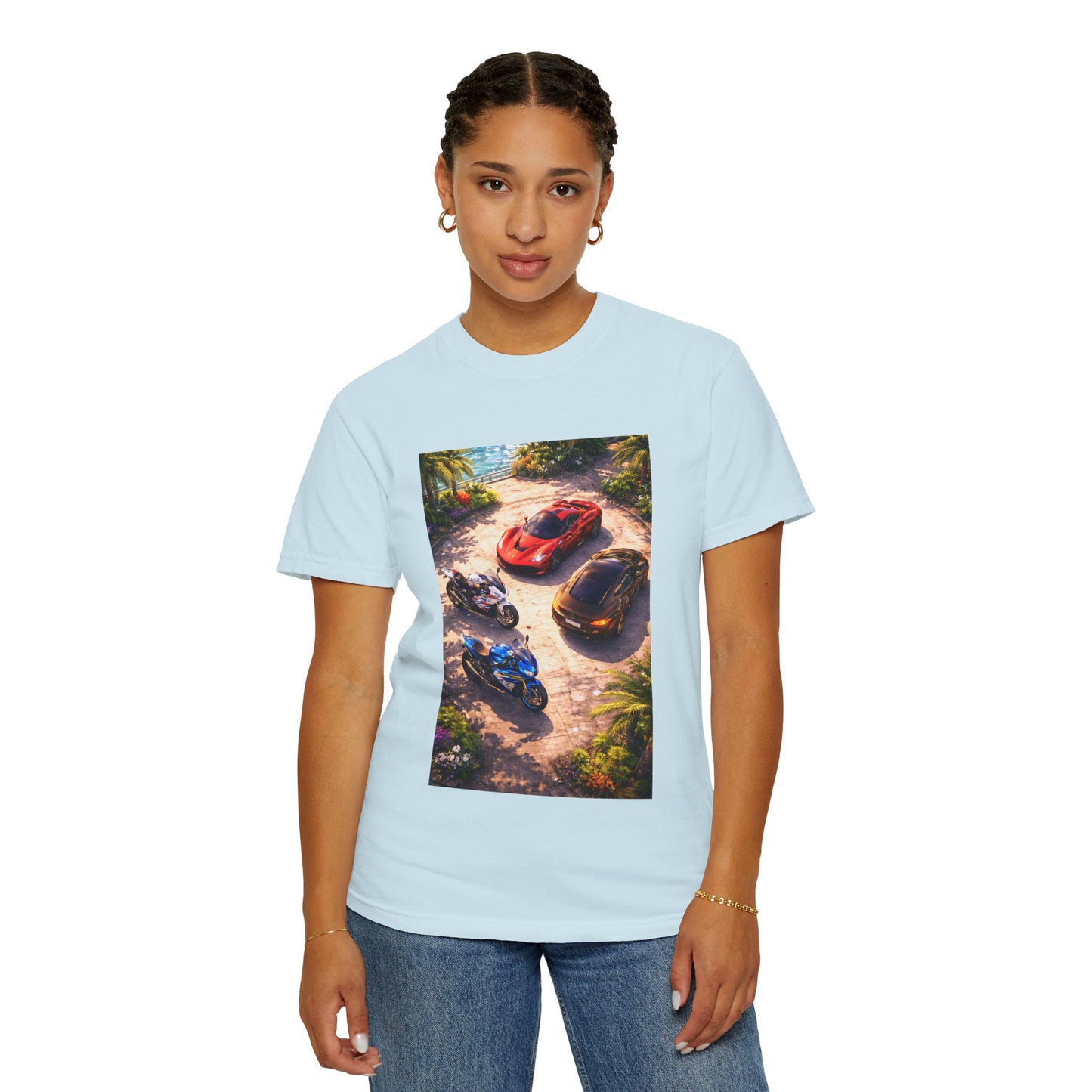 MULTI-VEHICLE - T-Shirt — Tropical Sports Cars & Motorbikes Print