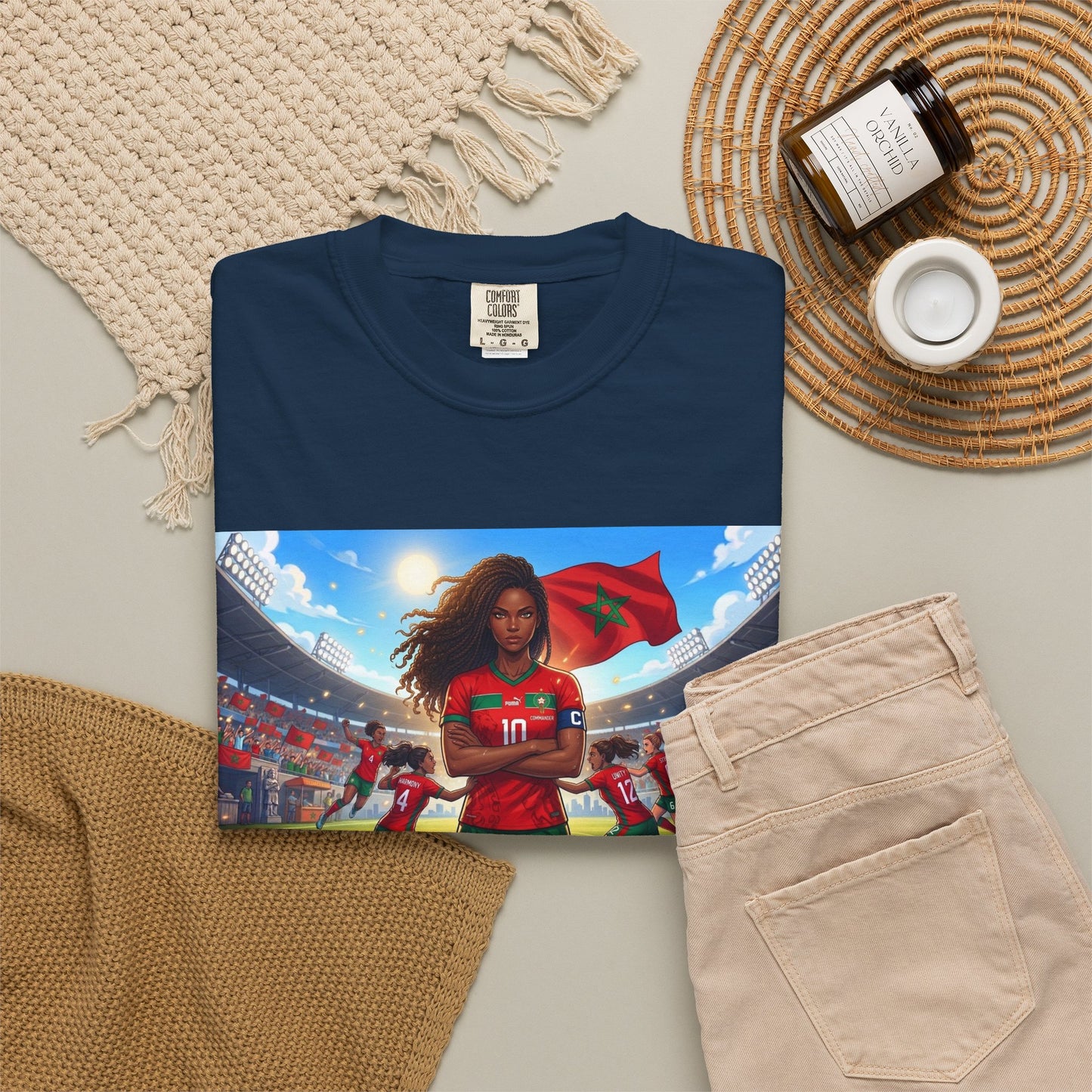 Morocco Soccer Champion Graphic T-Shirt — Inspiring Women’s Football Stadium Design